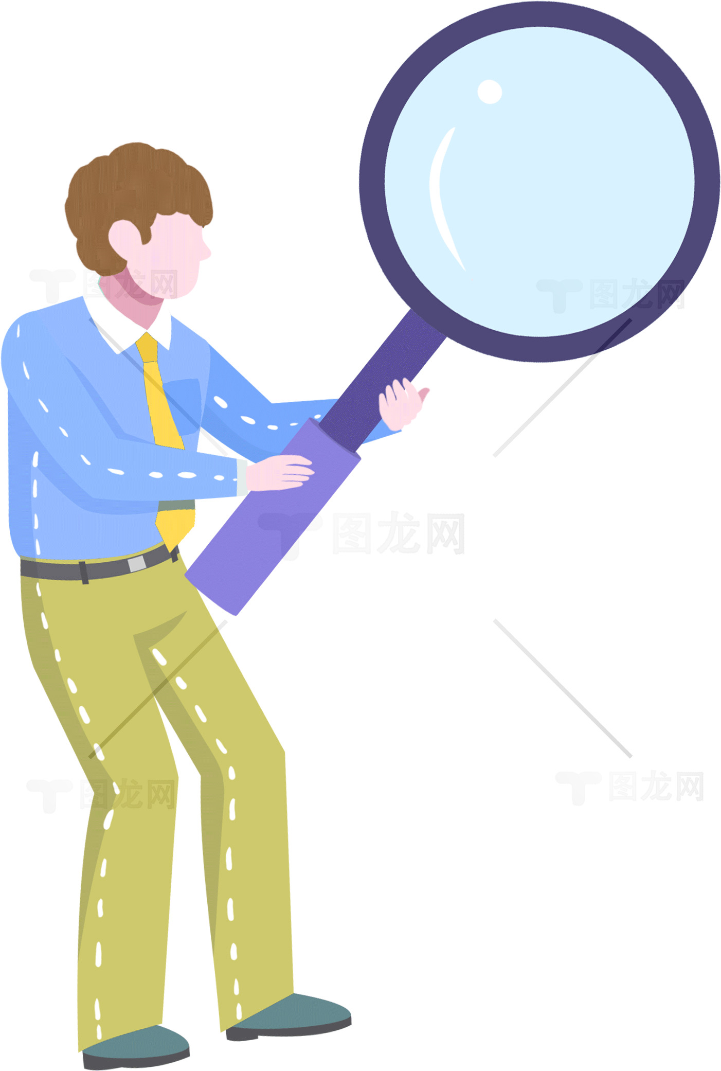 放大镜与人物插画设计素材