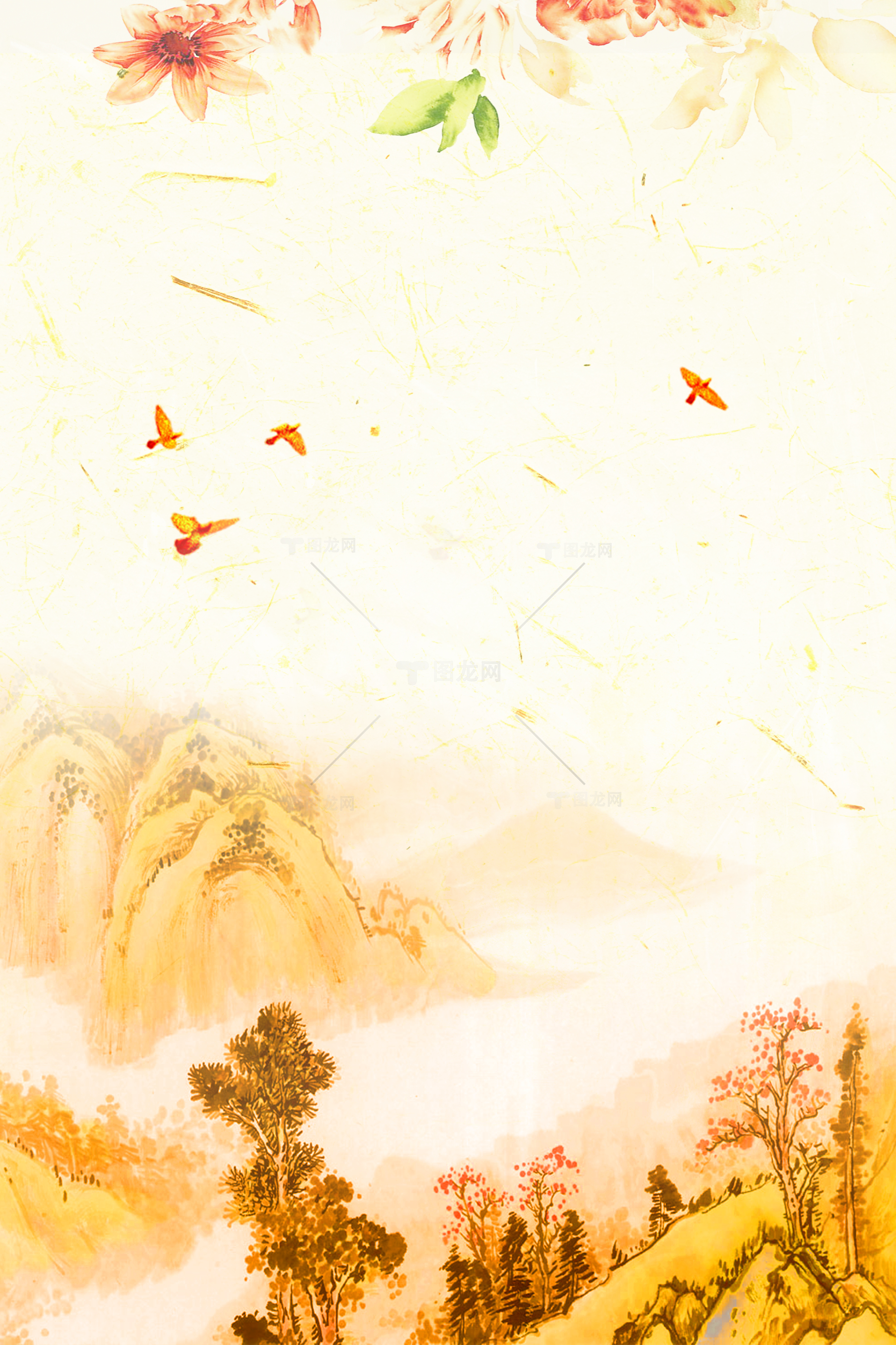 中国风水墨山水画背景设计素材