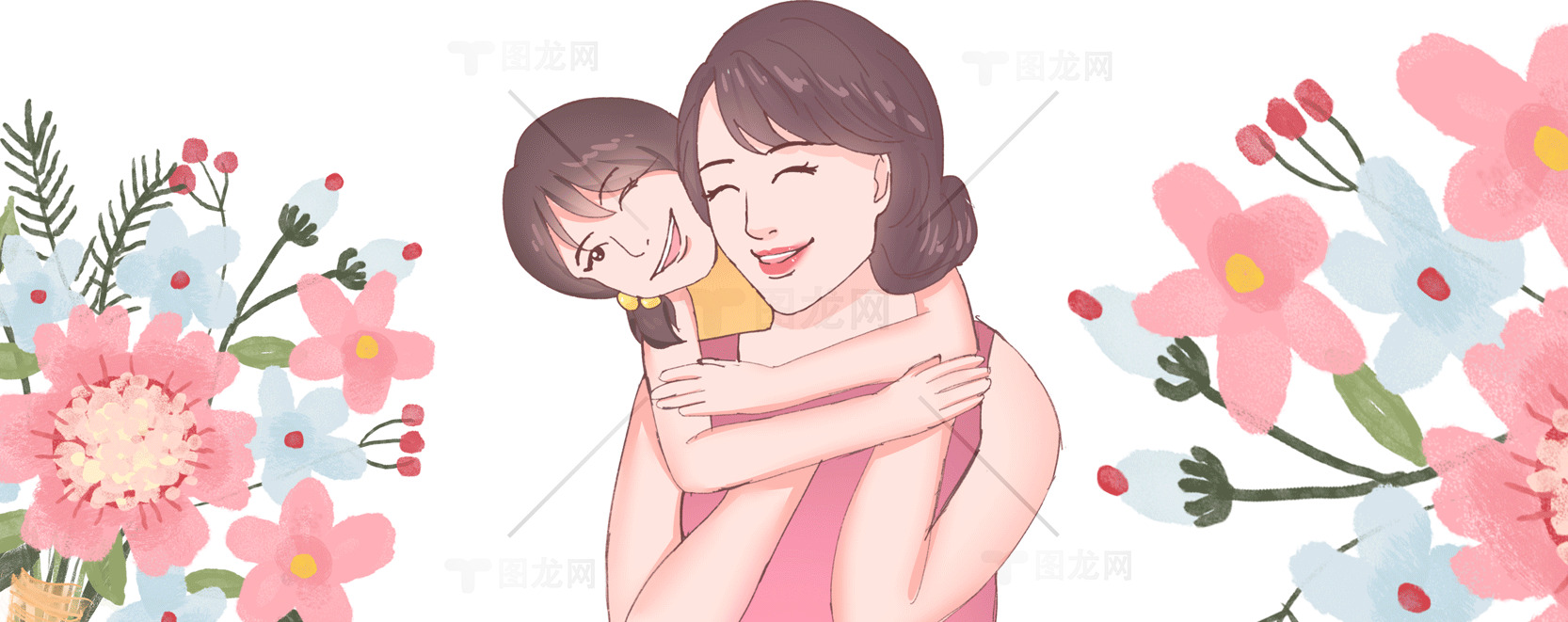 母亲节卡通插画设计素材