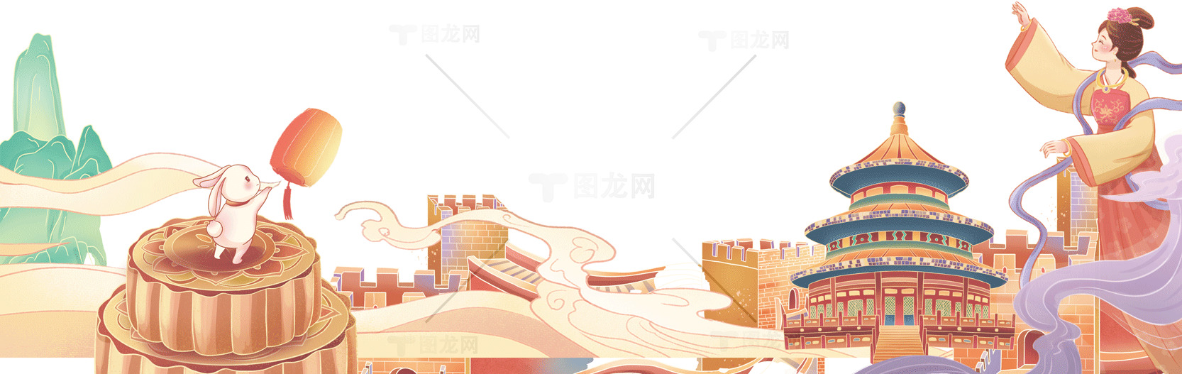 中国著名地标插画设计素材