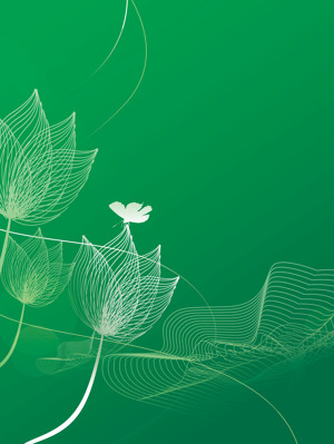 绿色背景的抽象花卉艺术设计