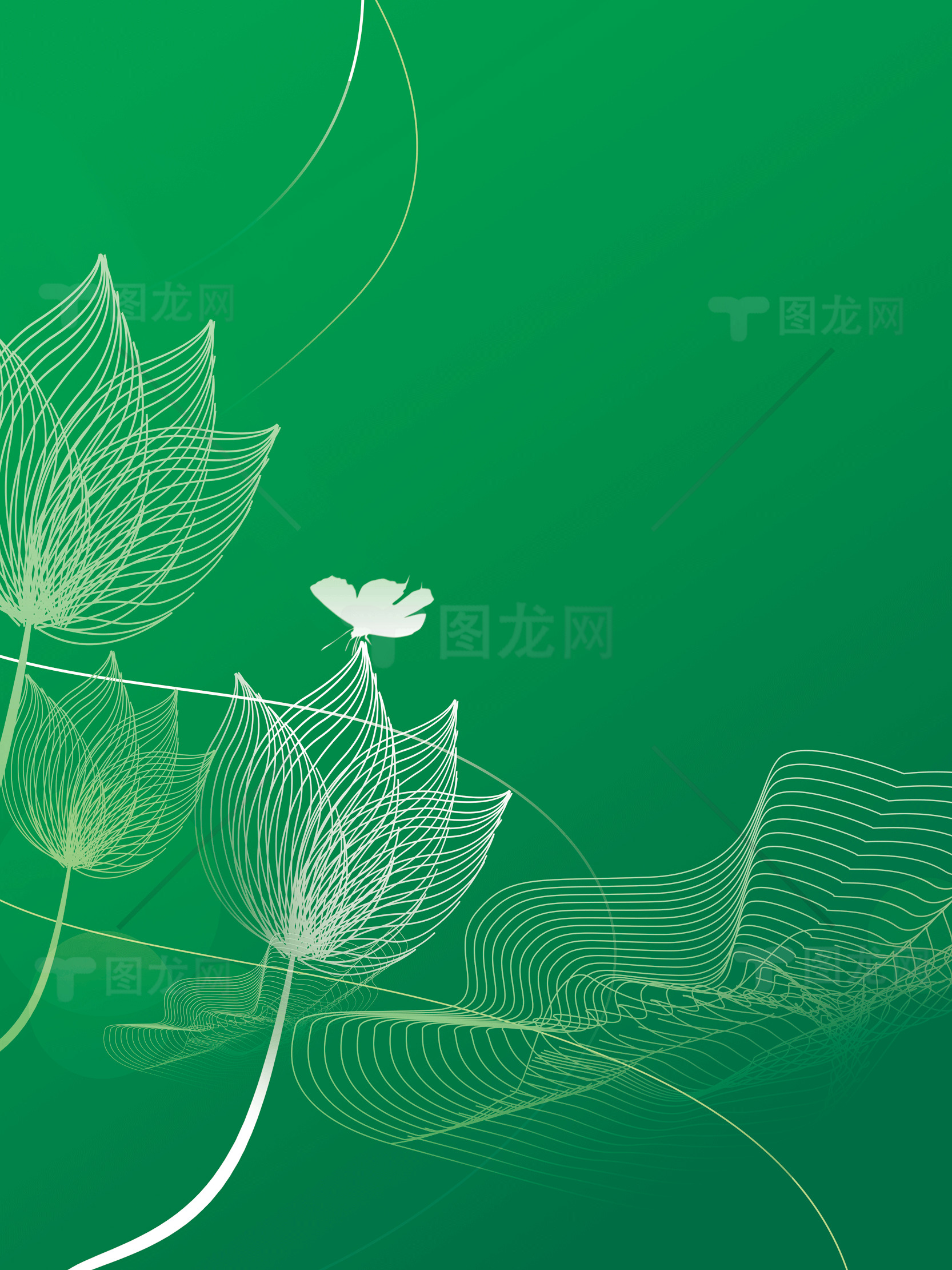 绿色背景的抽象花卉艺术设计素材