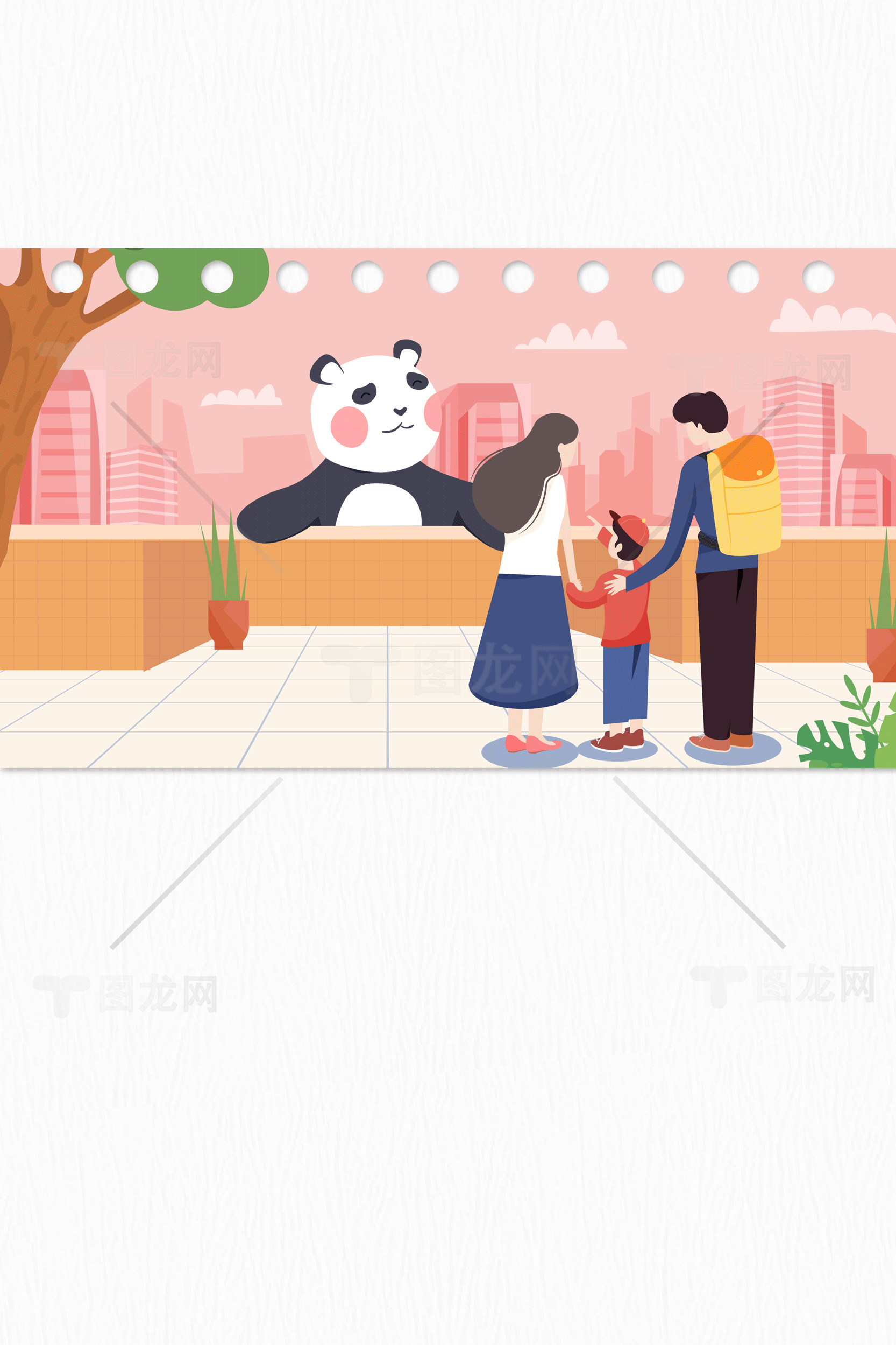 家庭游乐园之旅：与熊猫互动的温馨时刻素材