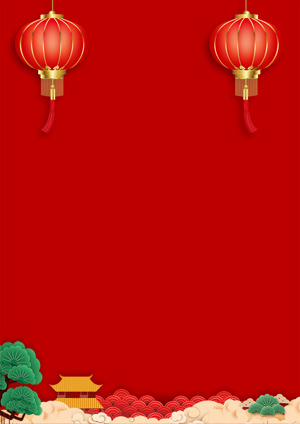 中国春节红色背景及灯笼元素装饰