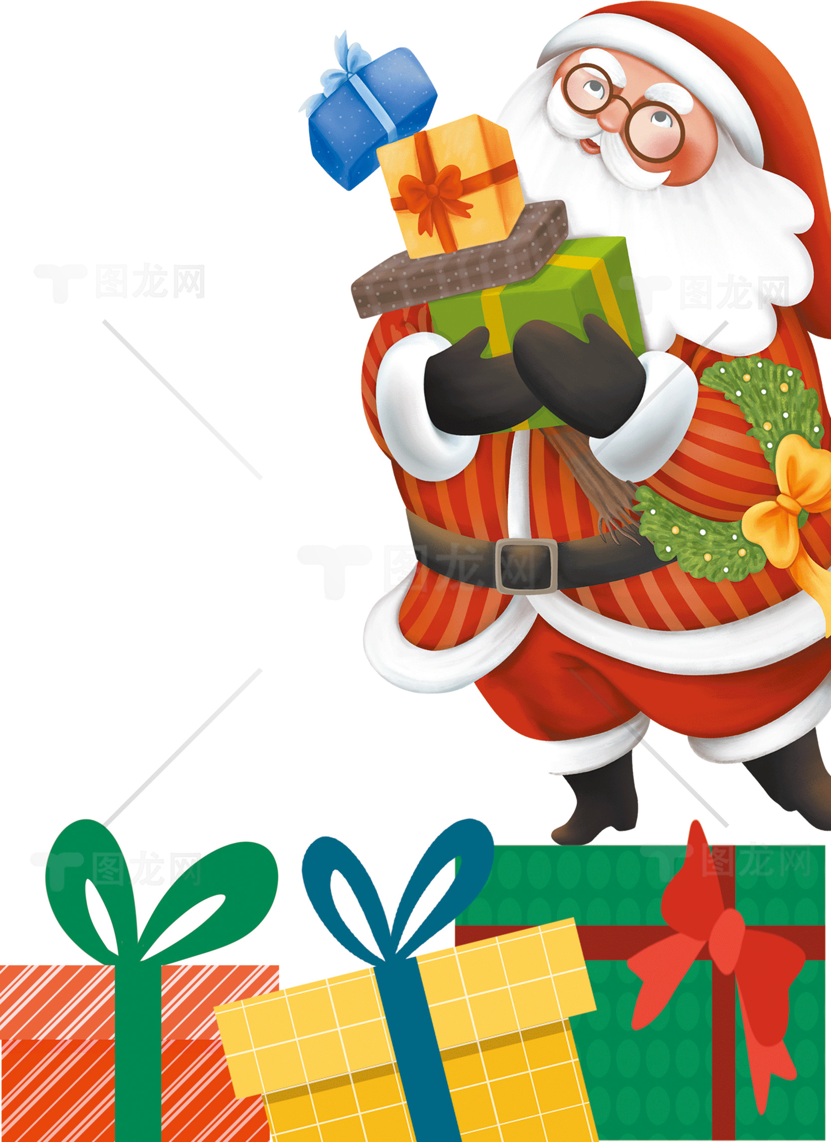 圣诞老人携礼物的节日庆祝高清图片素材