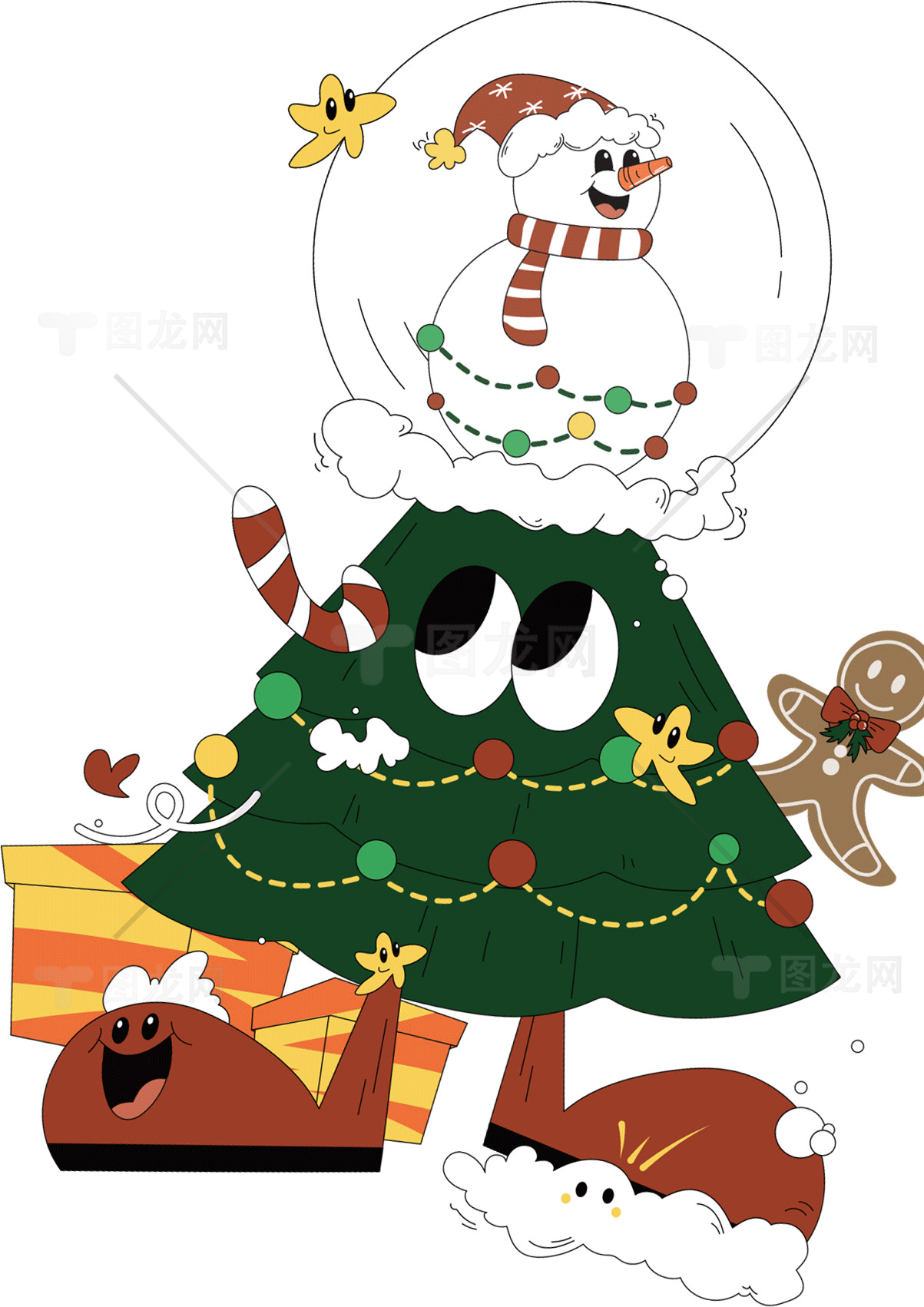 圣诞树与雪人插画素材合集