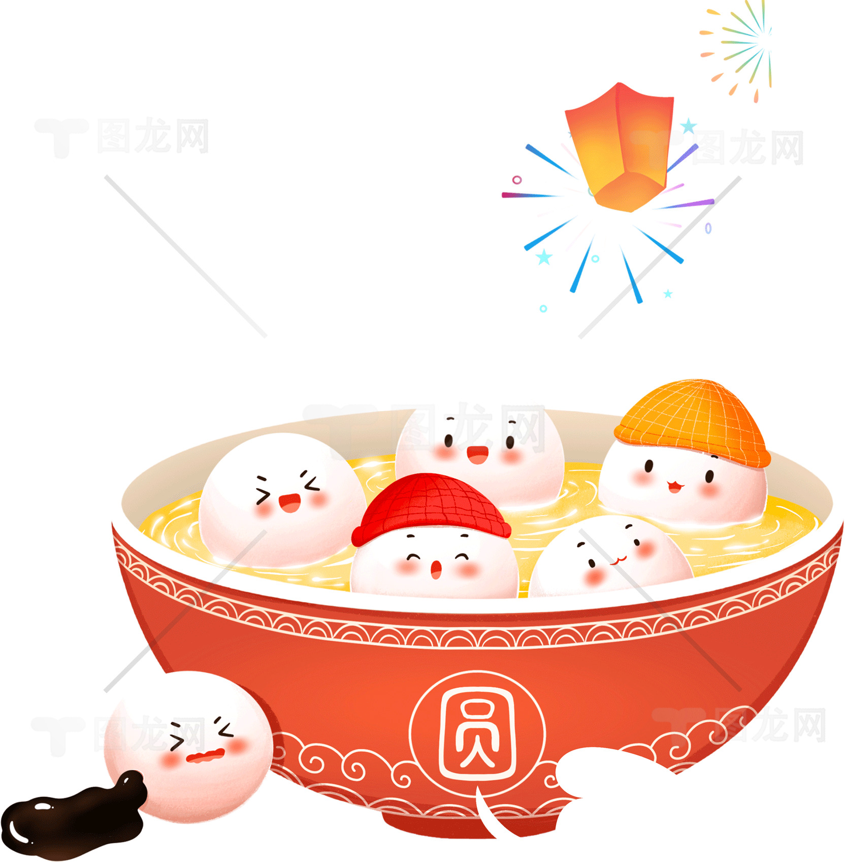 元宵节汤圆插画图片素材
