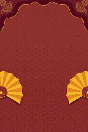 中国风红色背景与金色扇子设计