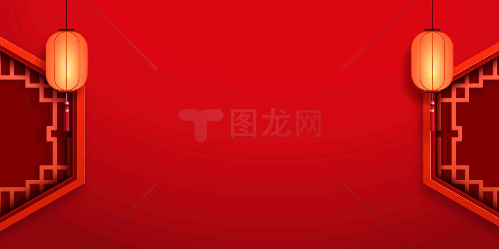 中国风红色背景图片-传统灯笼装饰设计素材