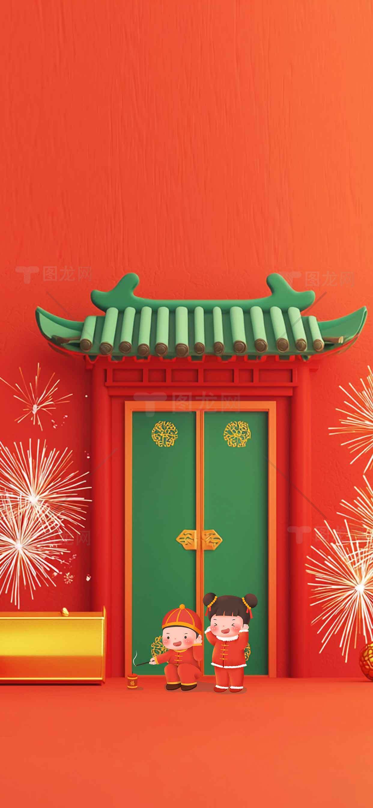 红色喜庆春节背景图片合集素材