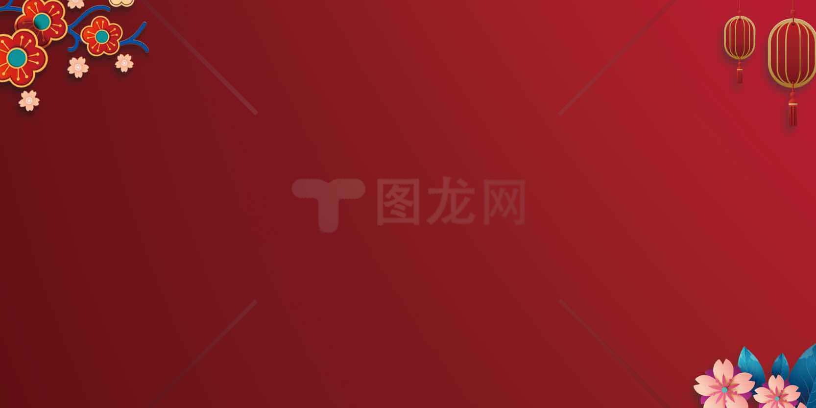 中国传统大红色花卉装饰背景图片素材