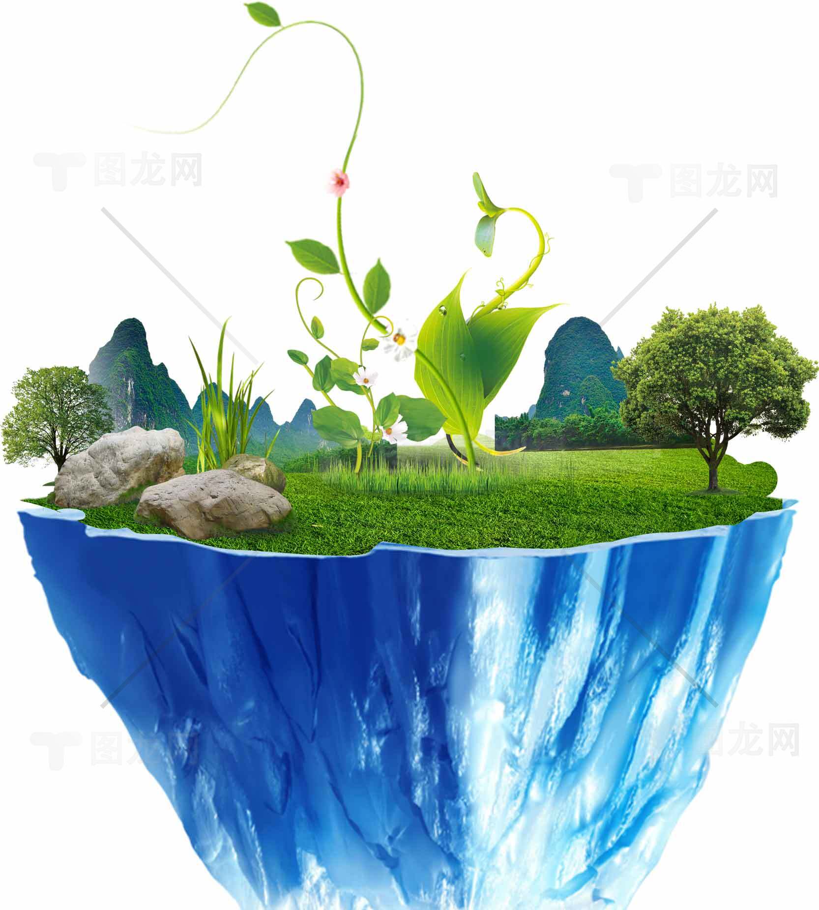 自然生态与冰川景观的完美融合素材