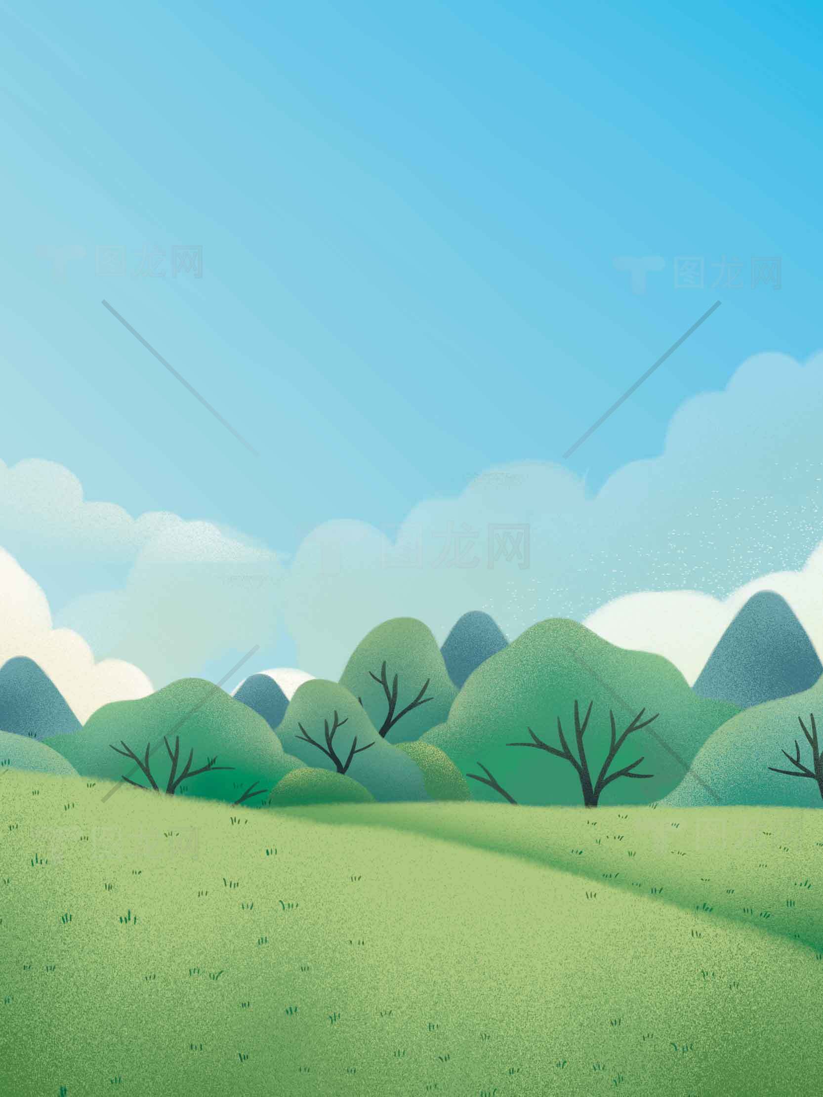 高清自然风景插画背景图片合集素材