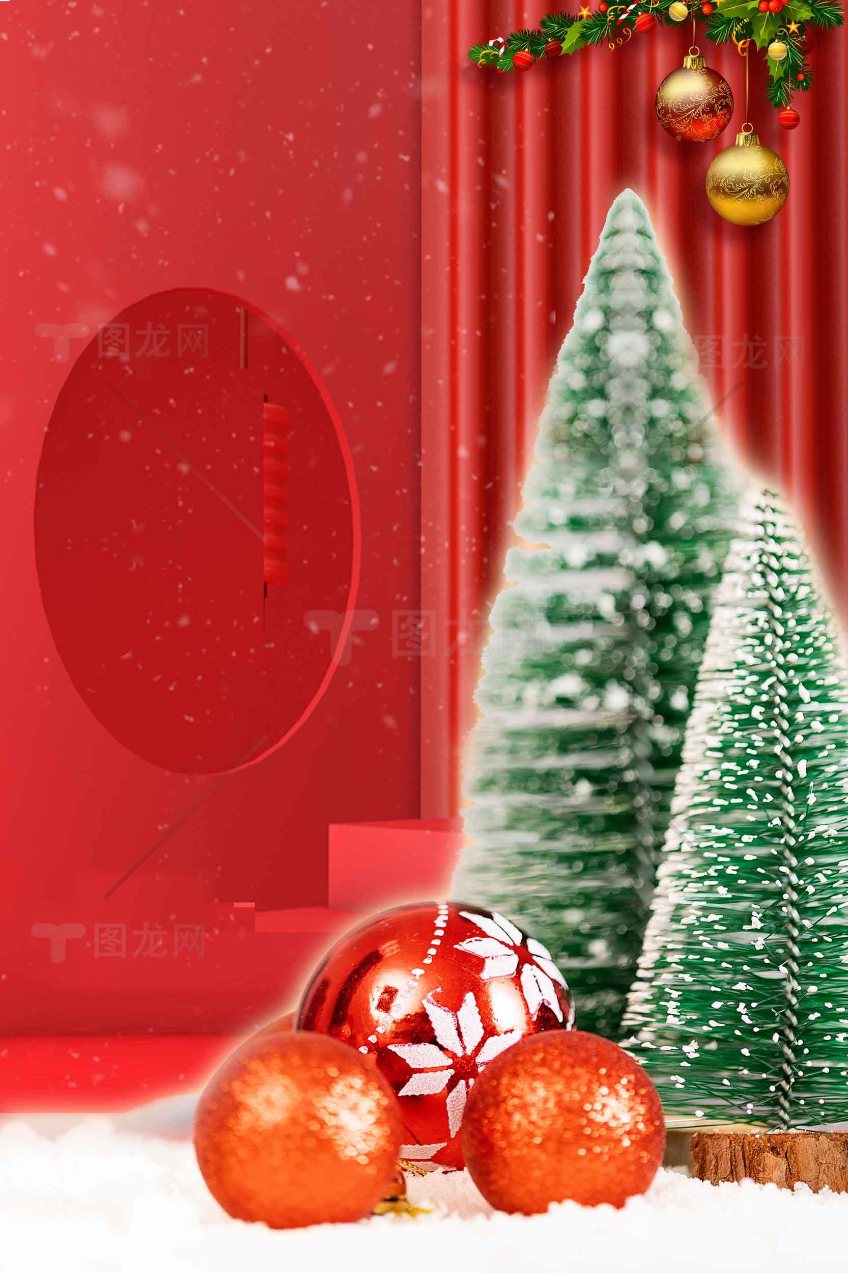 圣诞节红绿主题装饰图片素材