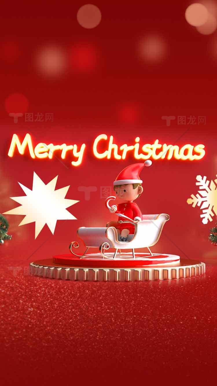 Merry Christmas红色圣诞节主题图片素材