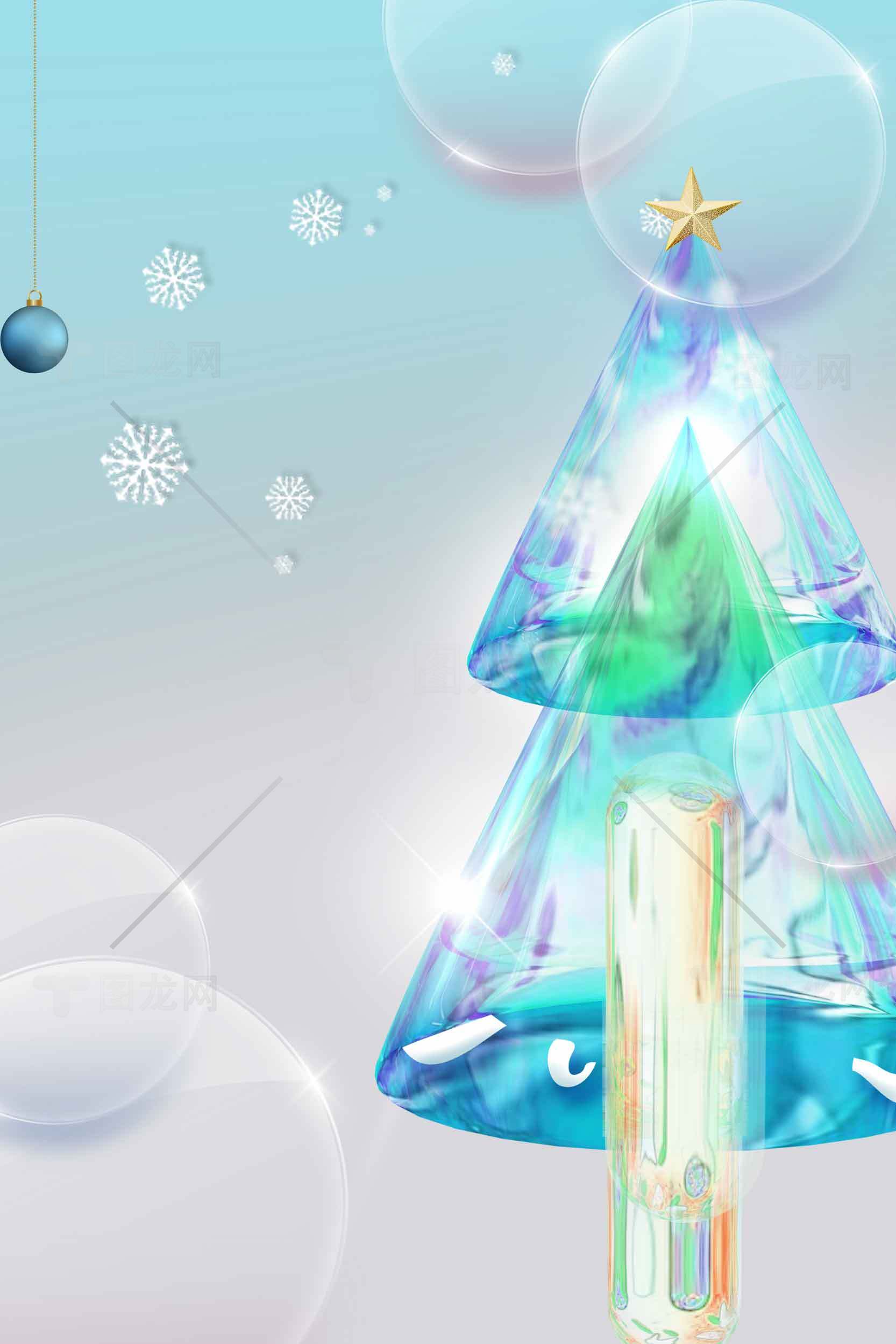 梦幻水晶圣诞树背景图片素材
