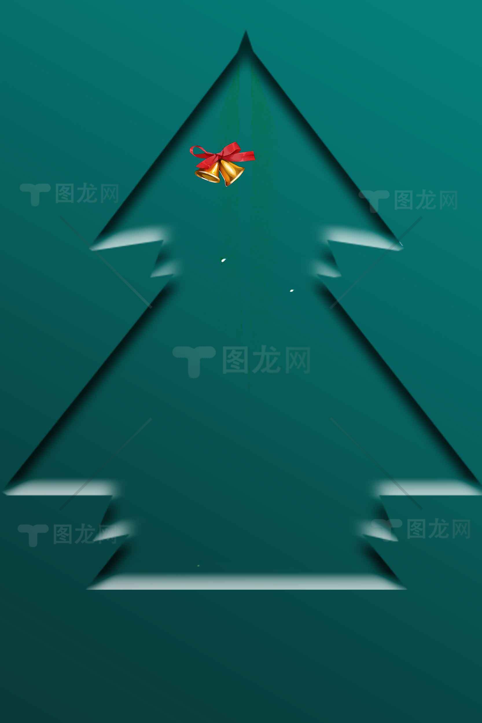 简约圣诞树剪影与礼物背景图片素材