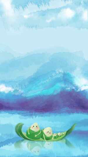 清新水彩风格端午节粽子插画背景
