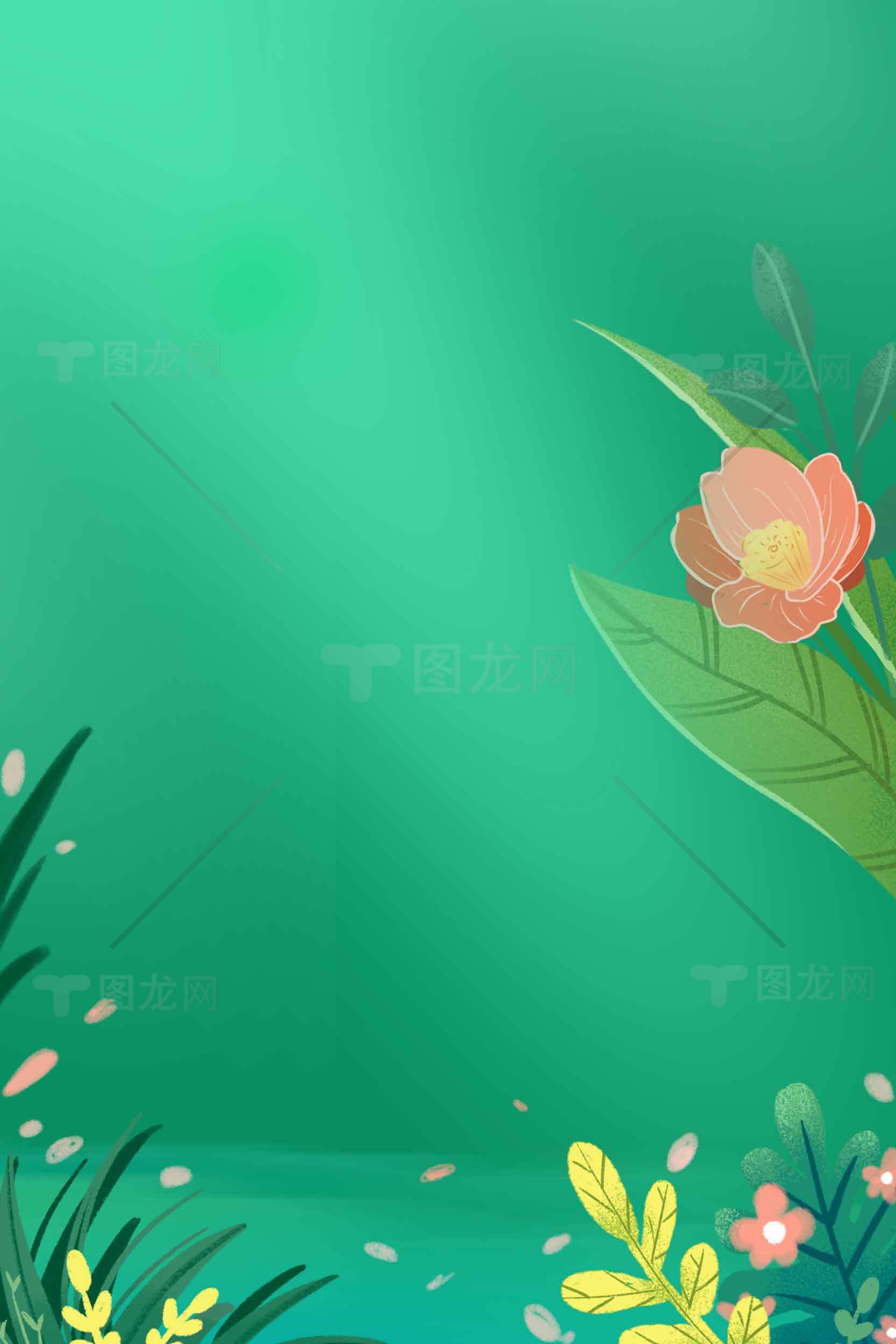 清新自然绿色背景插画图片素材