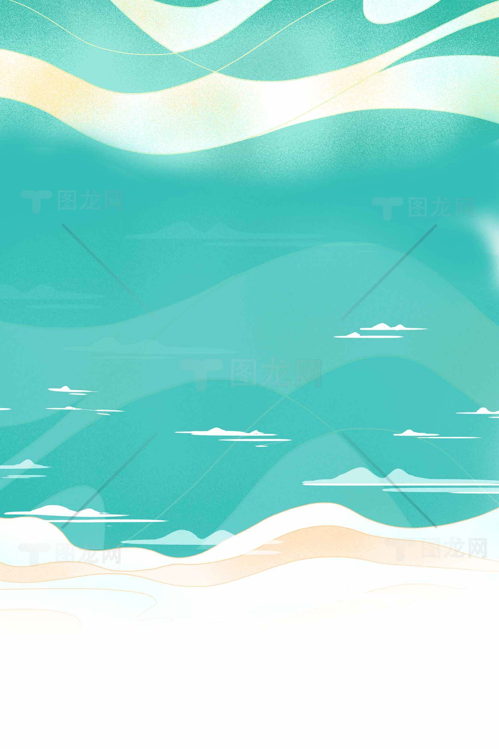 清新唯美的蓝绿色抽象风景背景图片素材