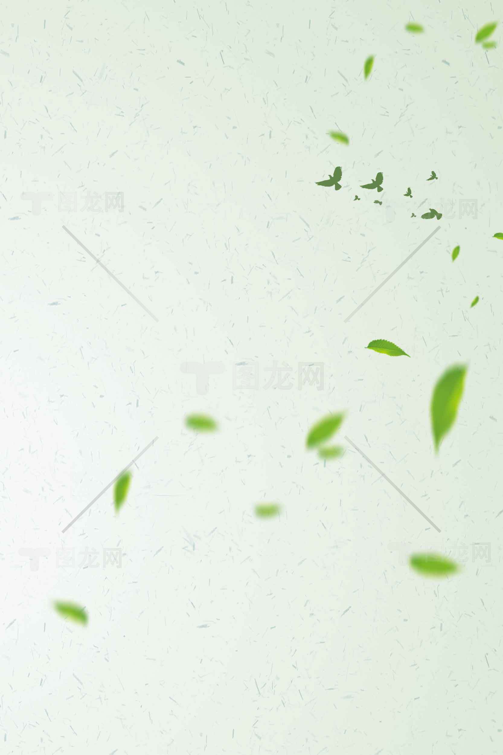 清新自然绿叶飞舞背景图片素材
