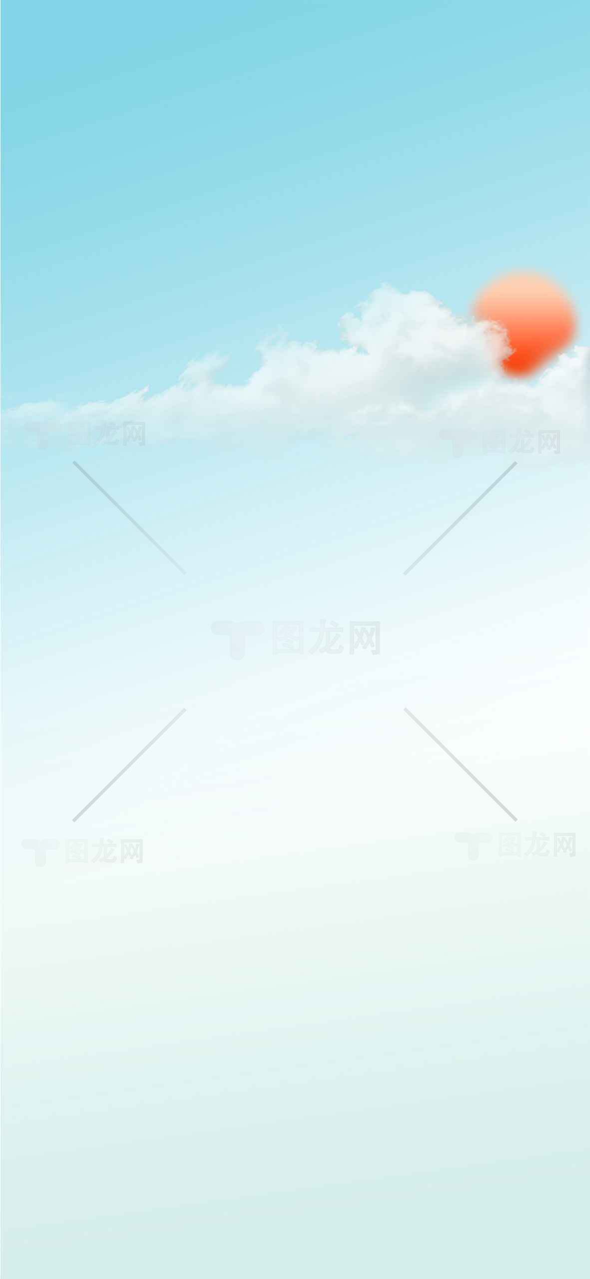 清新蓝天白云与日出背景图片素材