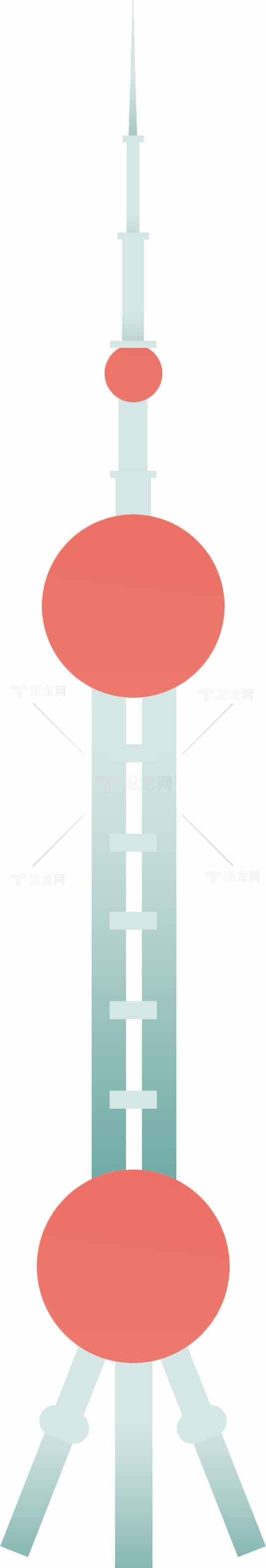 东方明珠塔简约插画设计素材