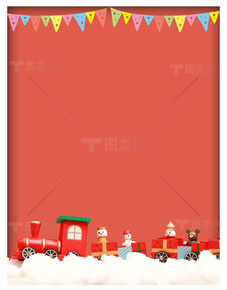 圣诞节红色背景玩具火车装饰图片素材