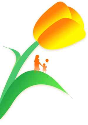 母爱与自然的温馨插画