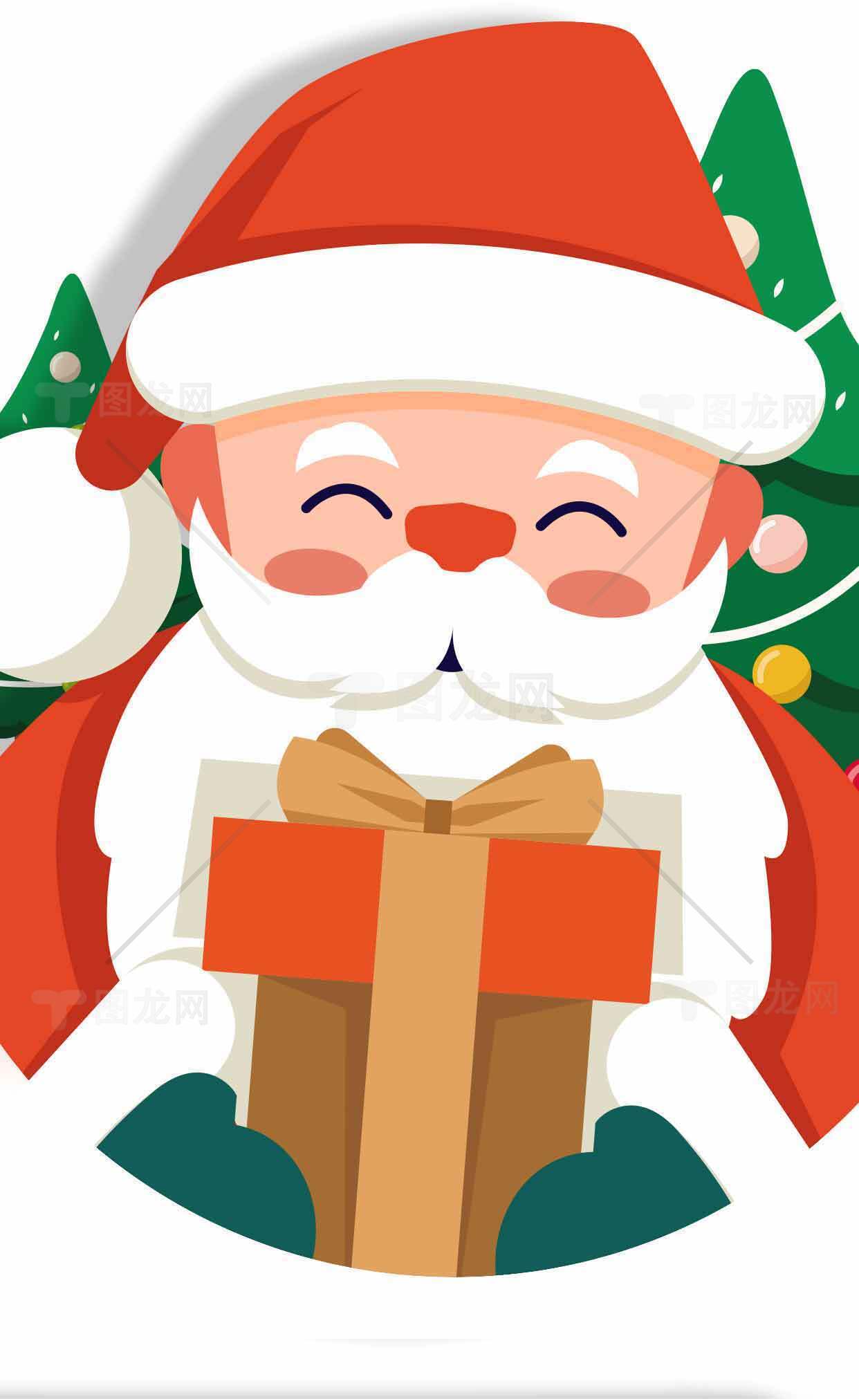 圣诞老人手捧礼物插画图片素材