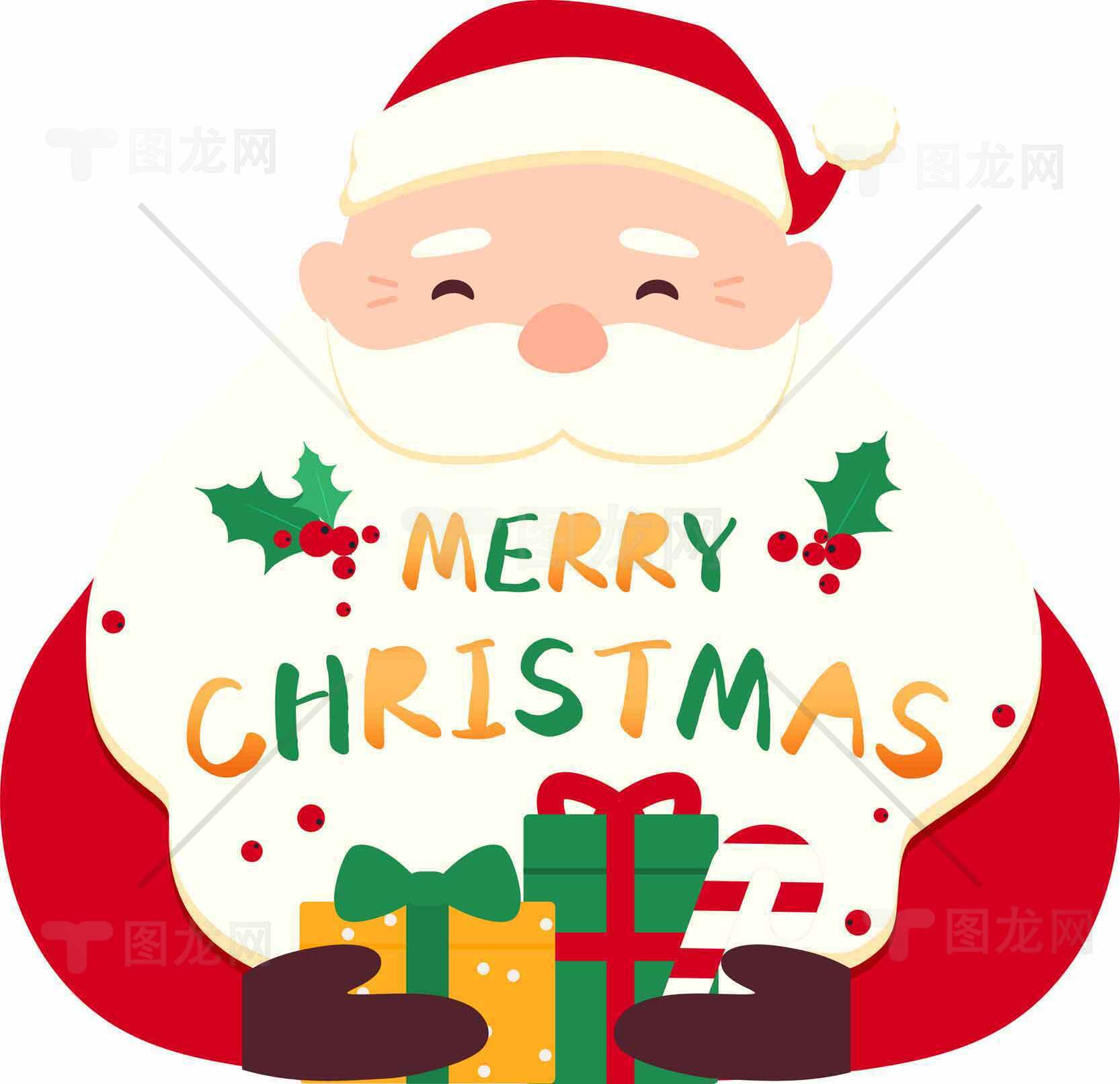 圣诞老人插画图片-Merry Christmas节日祝福素材