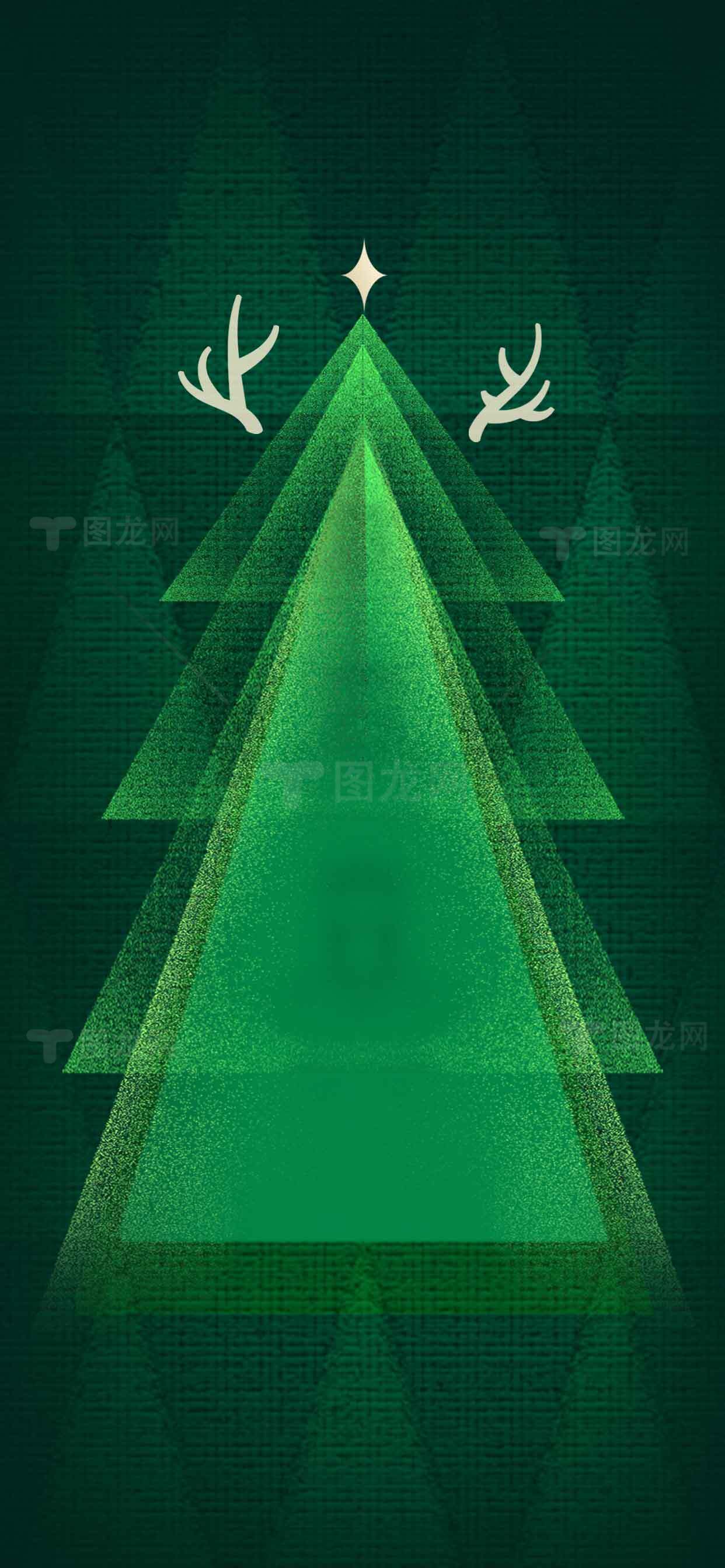 圣诞节绿色抽象圣诞树设计图片素材