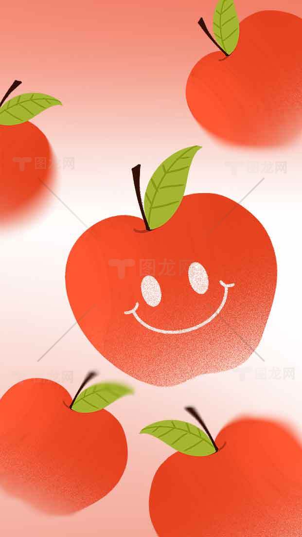可爱笑脸苹果插画图片素材