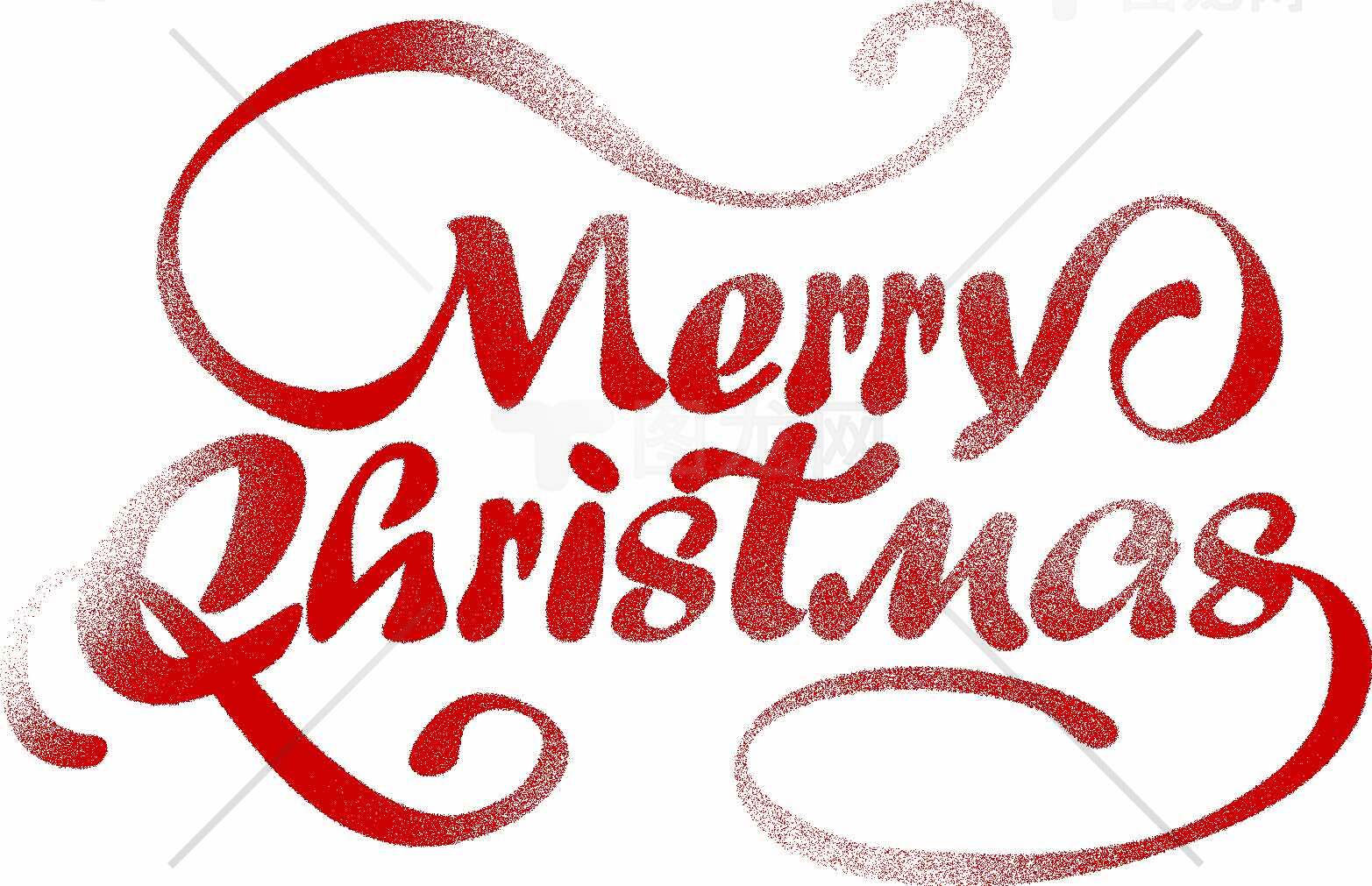 Merry Christmas红色手写艺术字设计素材