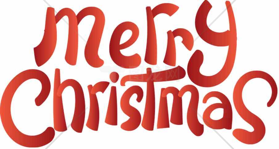红色手绘风格Merry Christmas字体设计素材