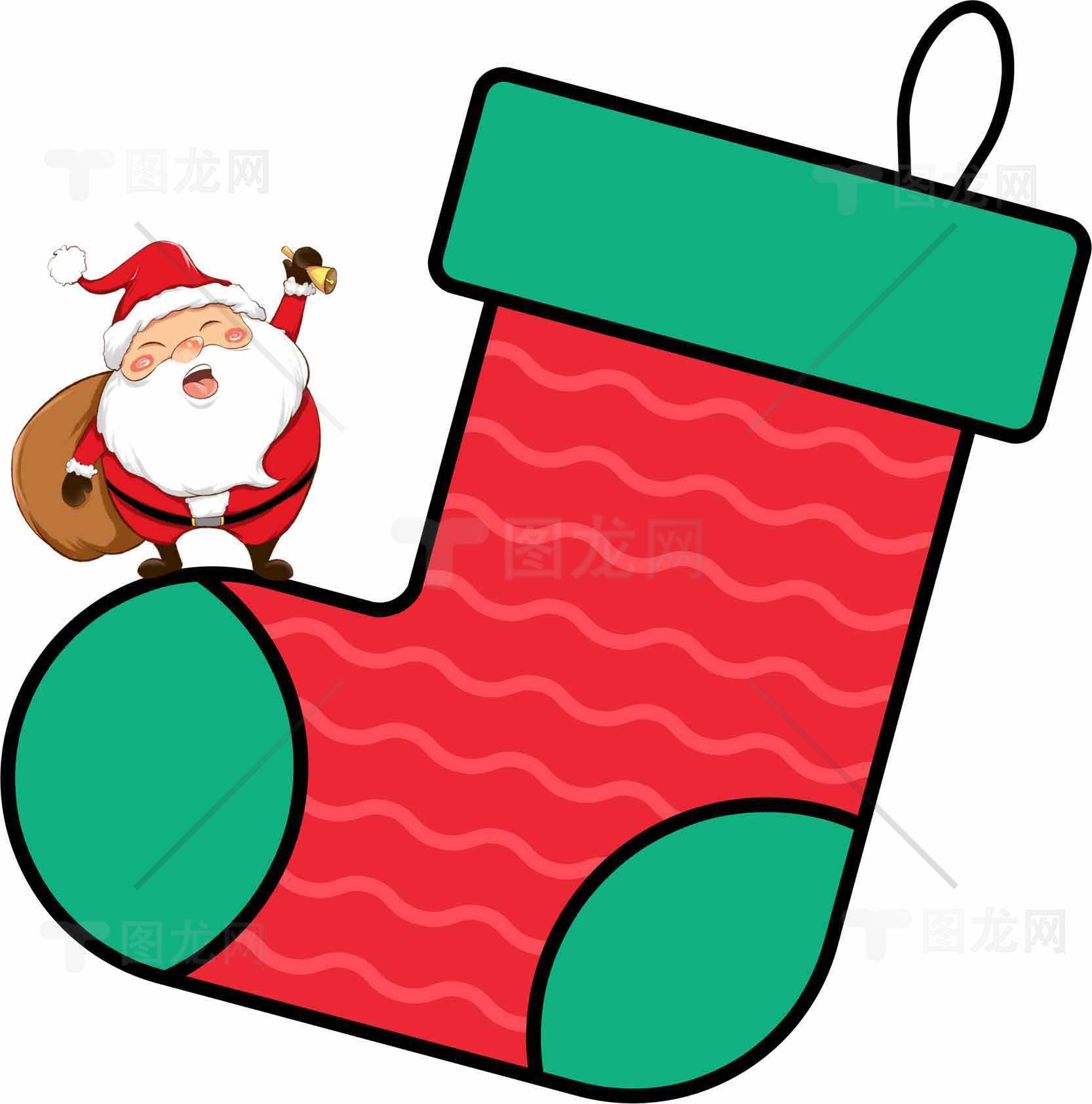 圣诞节红绿圣诞袜插画图片素材