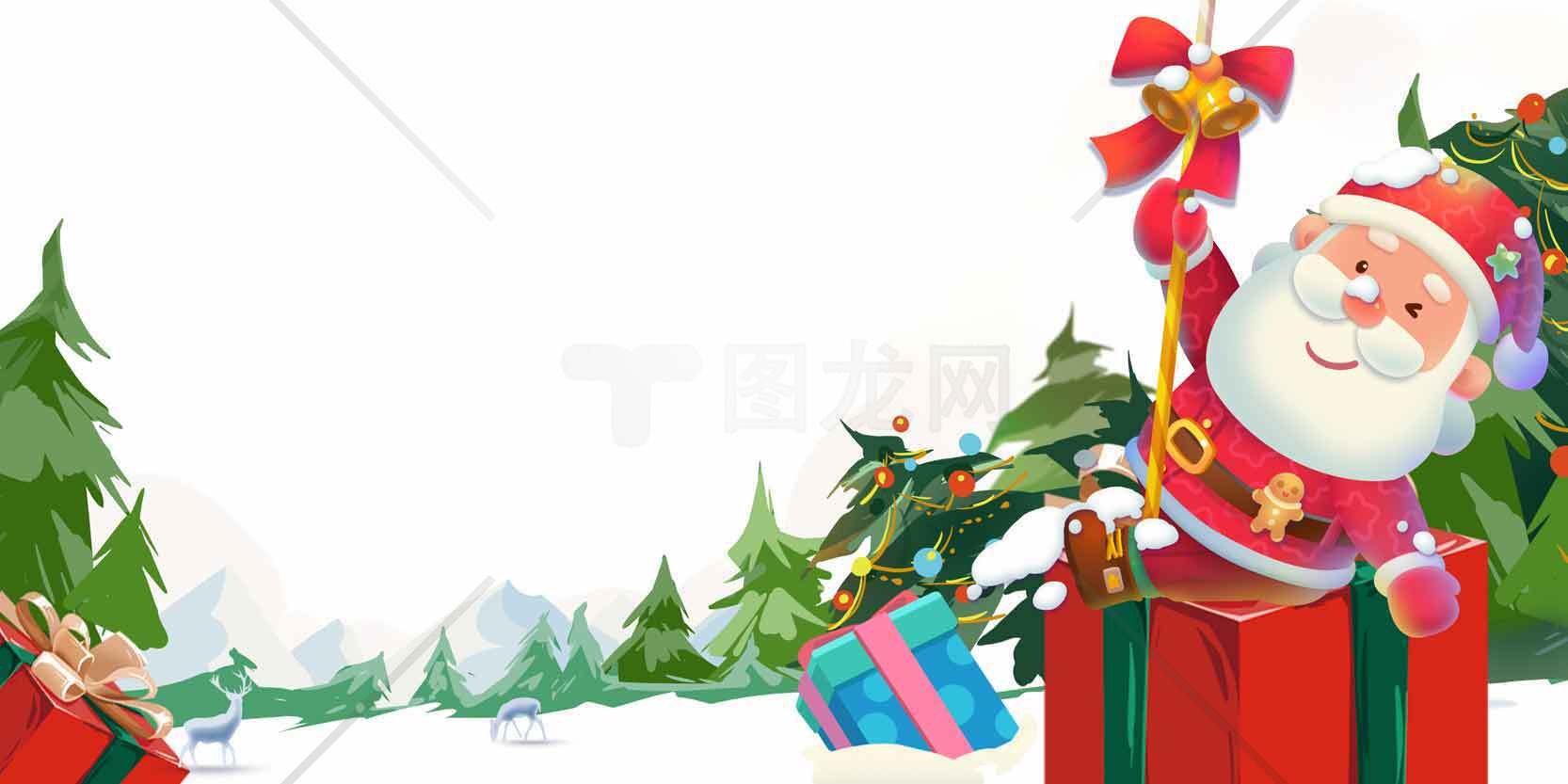 圣诞节礼物与圣诞老人插画背景图片素材