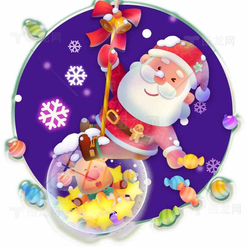 圣诞老人送礼物插画图片素材