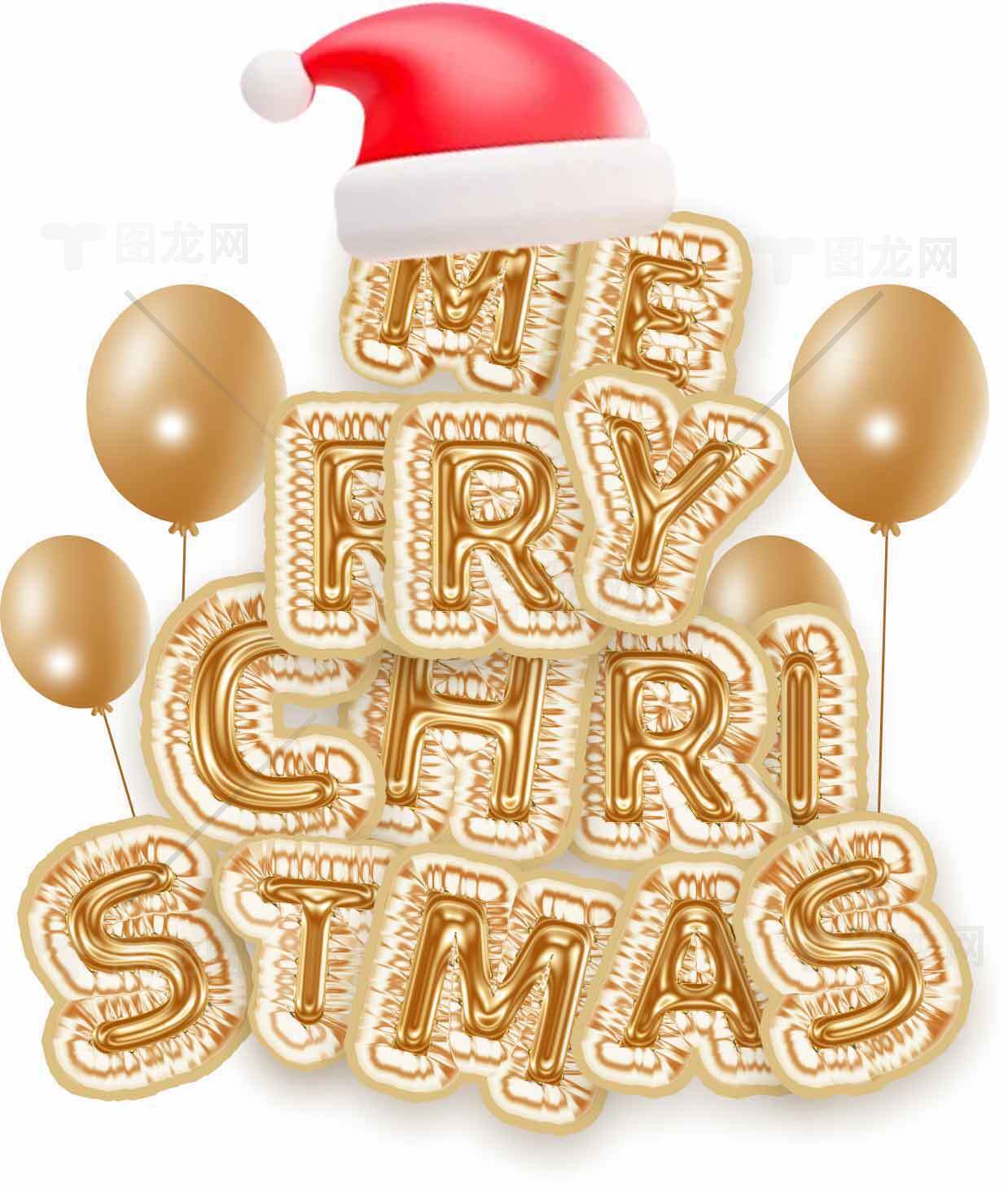 圣诞节金色气球装饰图片素材
