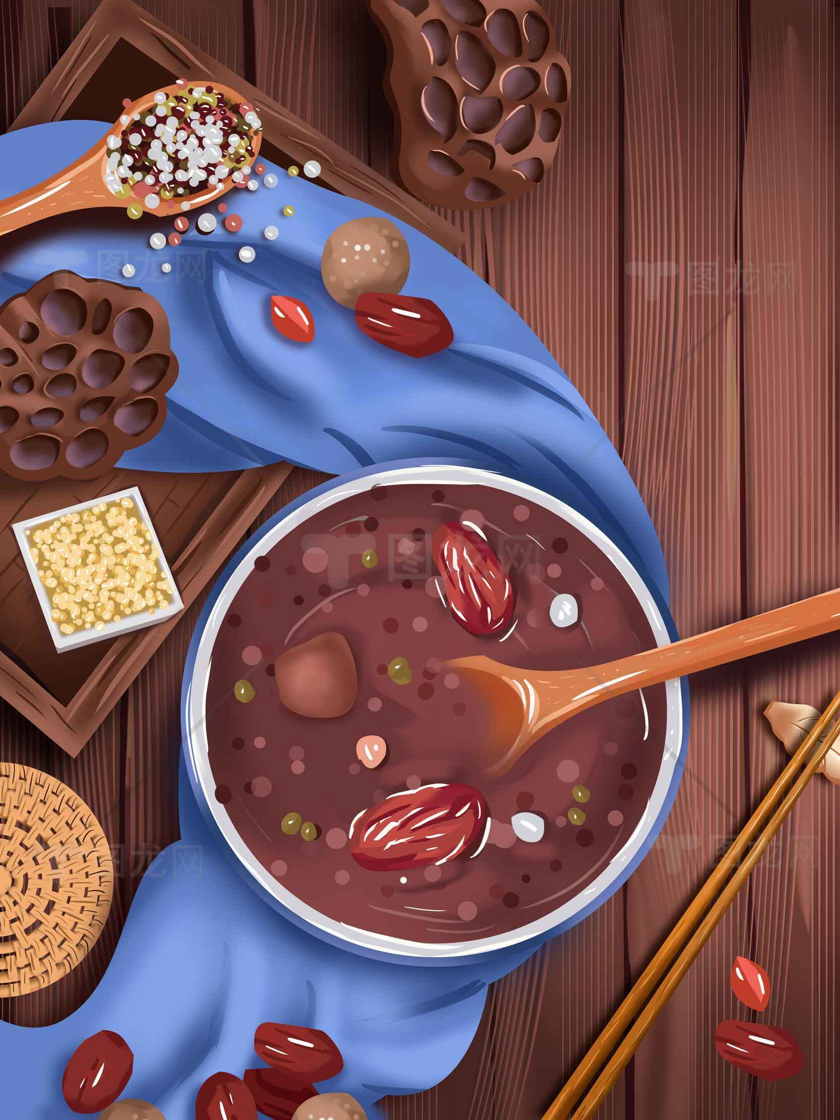 红豆杂粮粥美食图片 | 健康养生早餐推荐素材