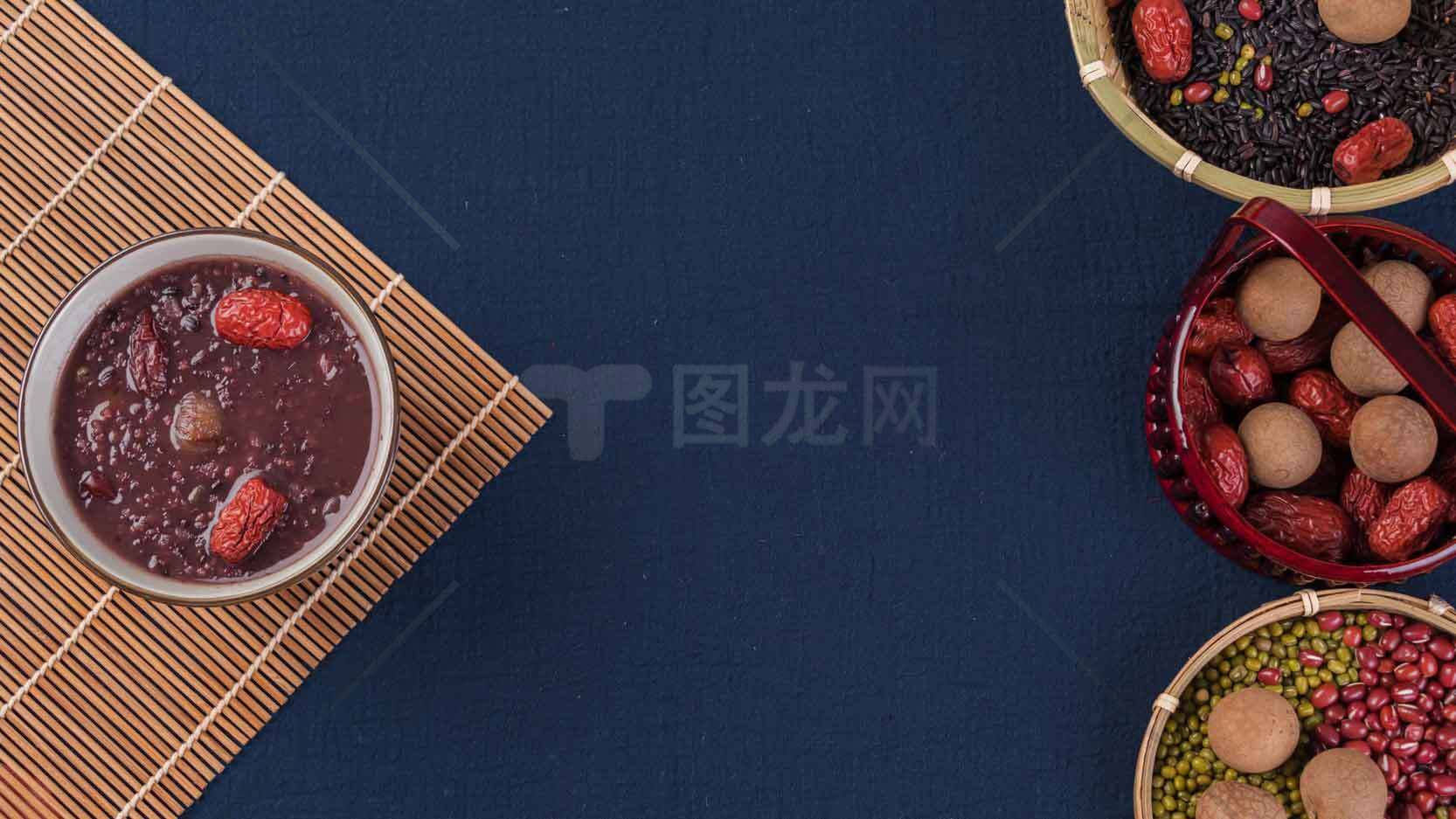红豆汤与传统食材的美味搭配素材