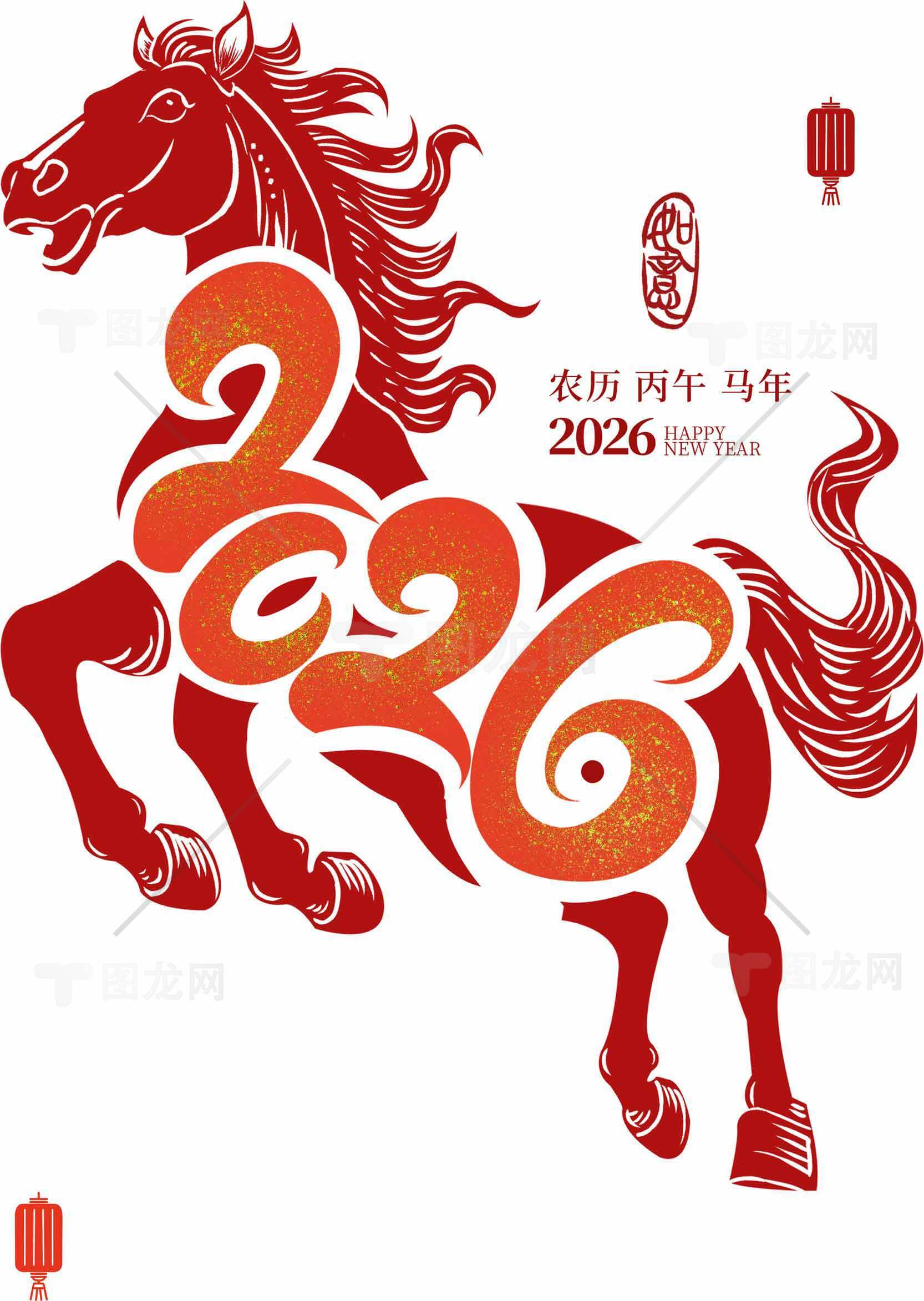 2026农历马年红色主题设计图片素材