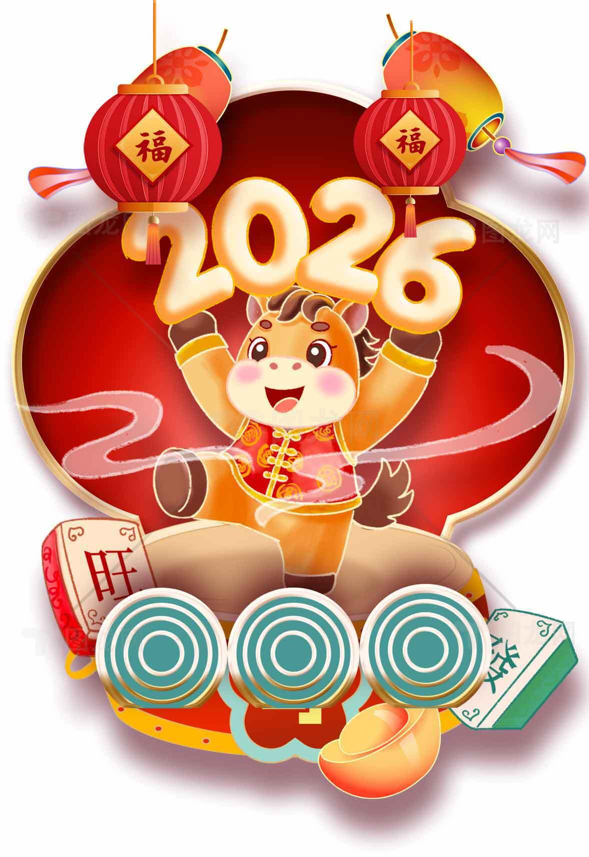 2026年生肖马新年贺图设计素材