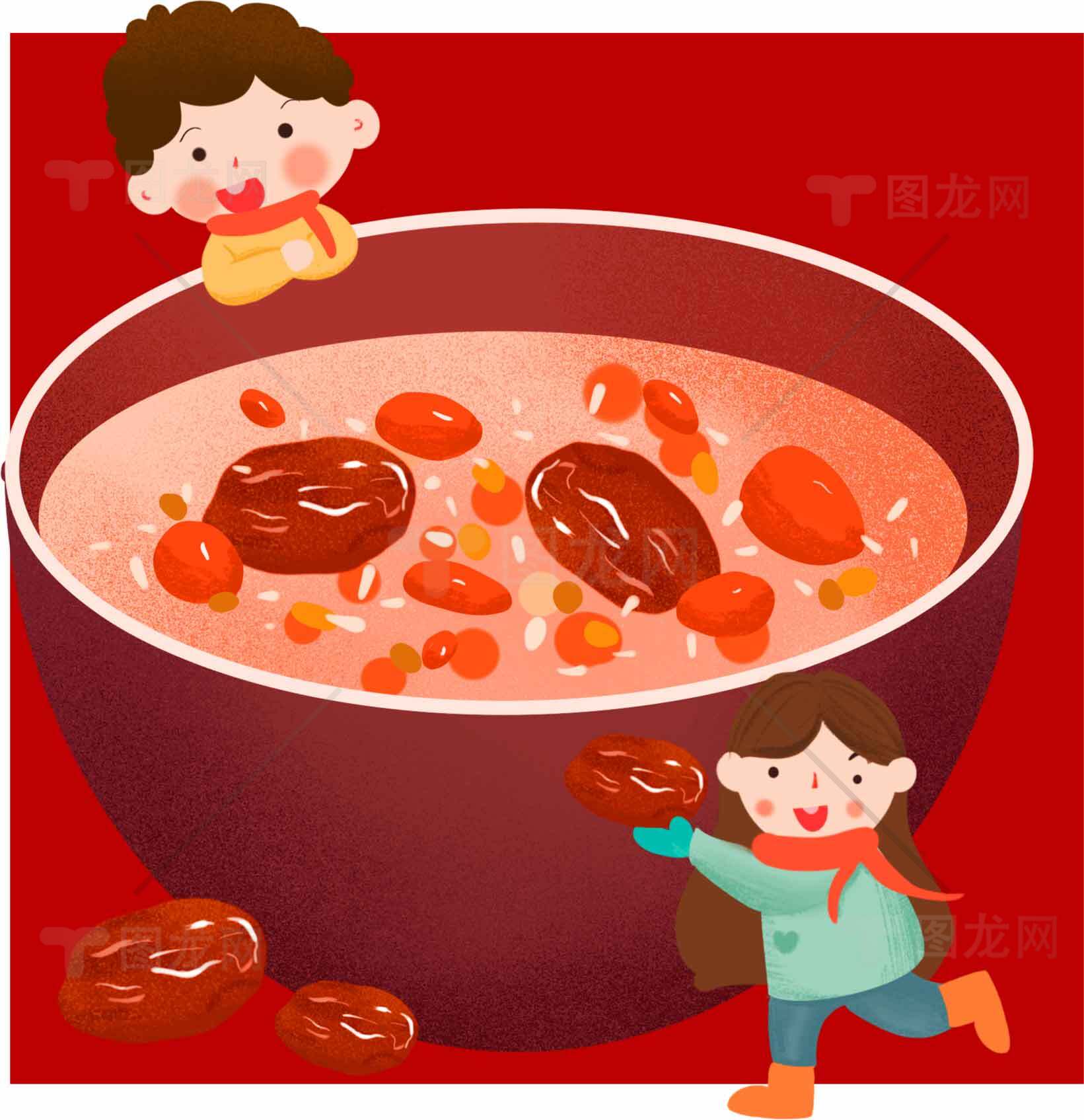 冬日暖心红枣腊八粥插画素材