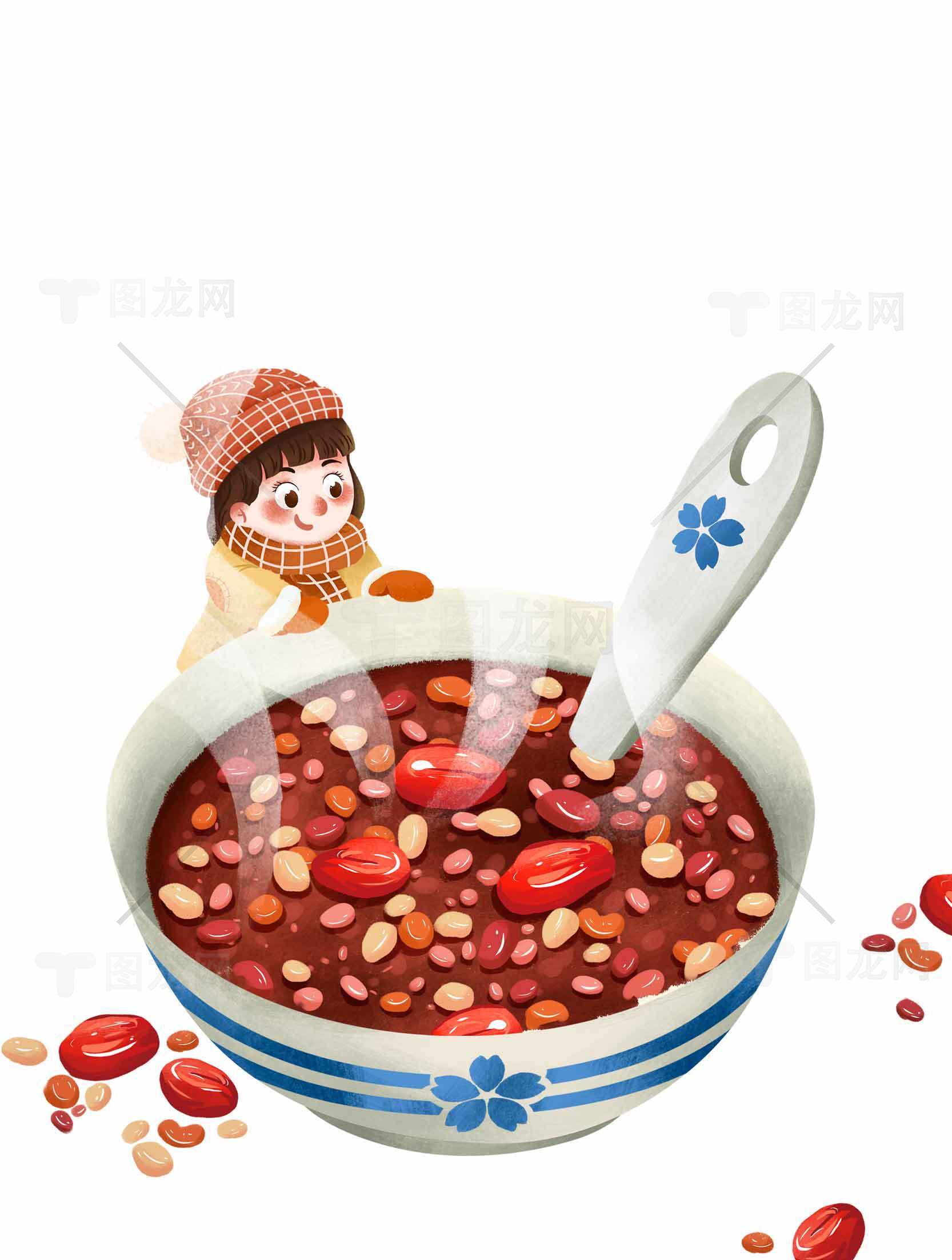冬日暖心腊八粥插画图片素材