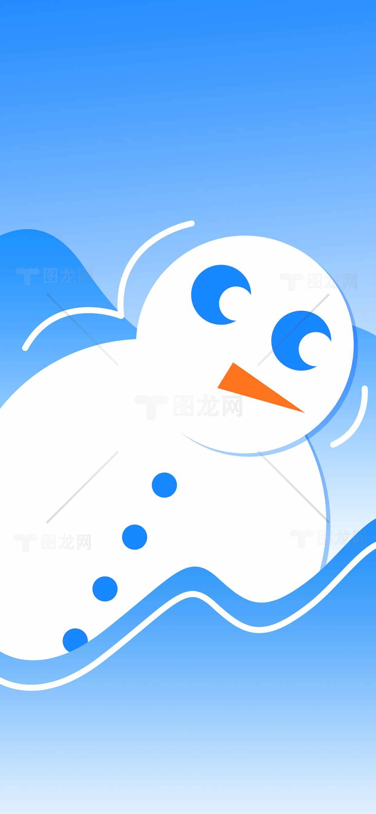 可爱雪人插画背景图片素材