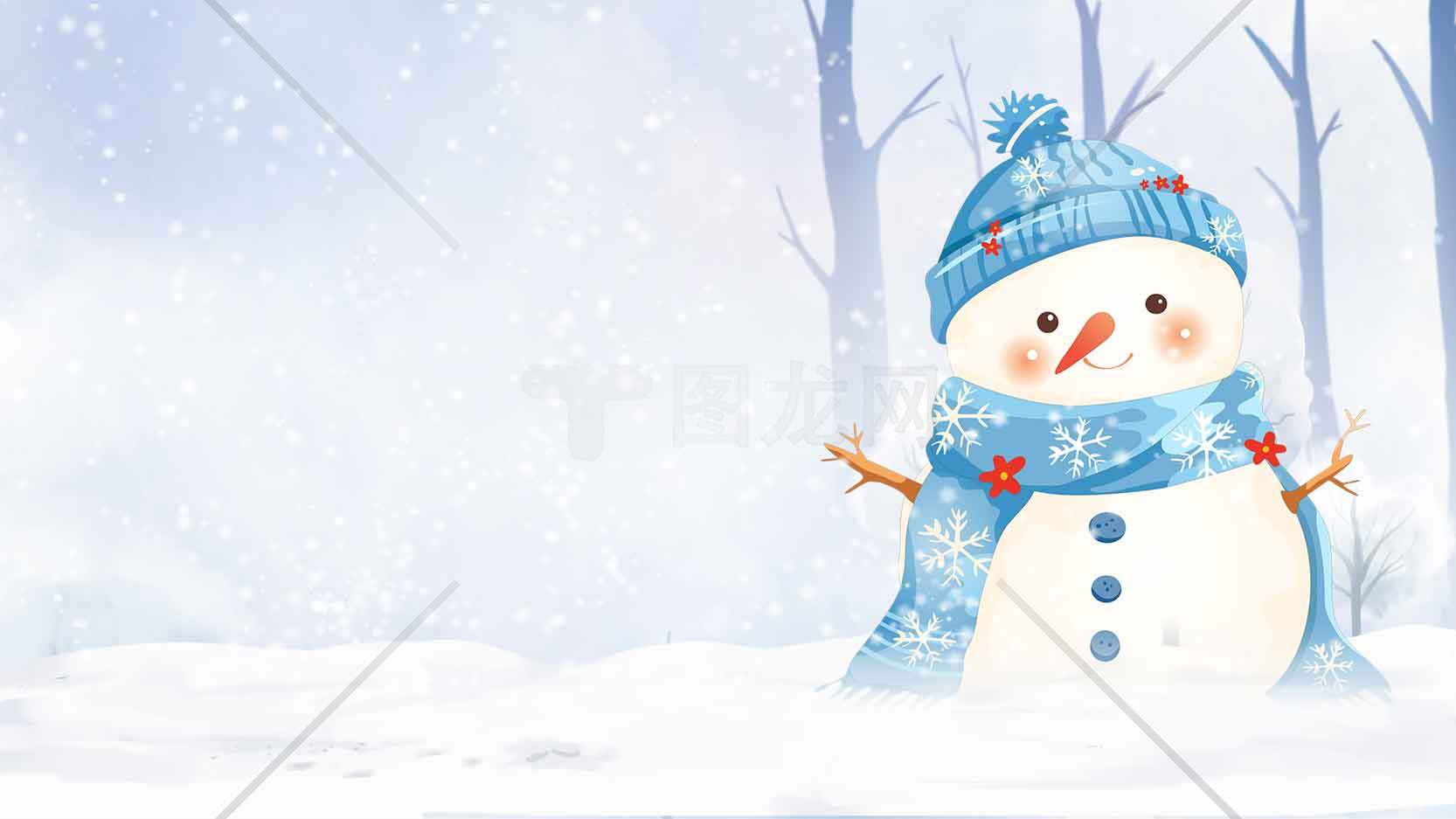 冬季雪人插画背景图片素材