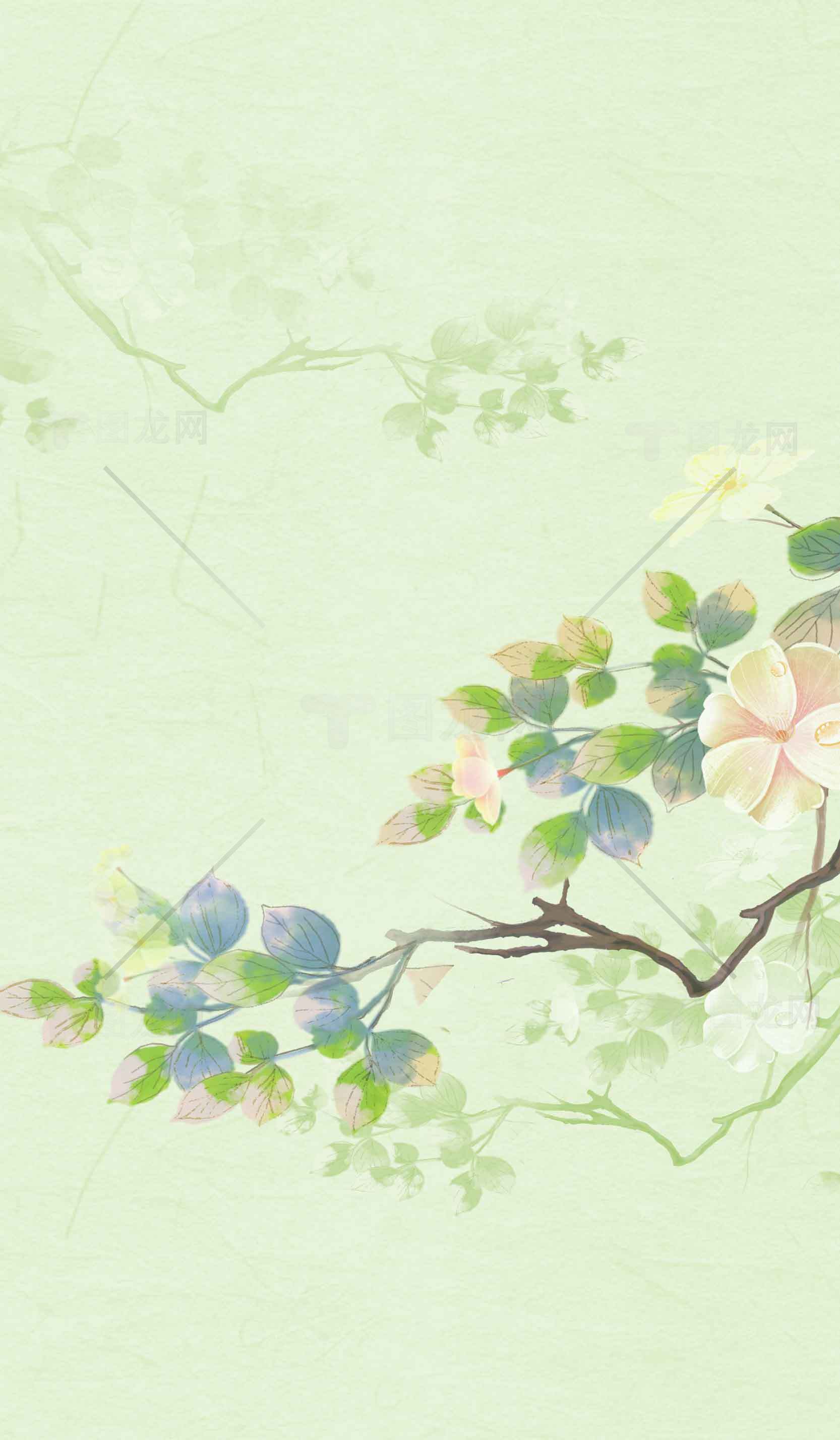 清新自然的手绘花卉背景图片素材