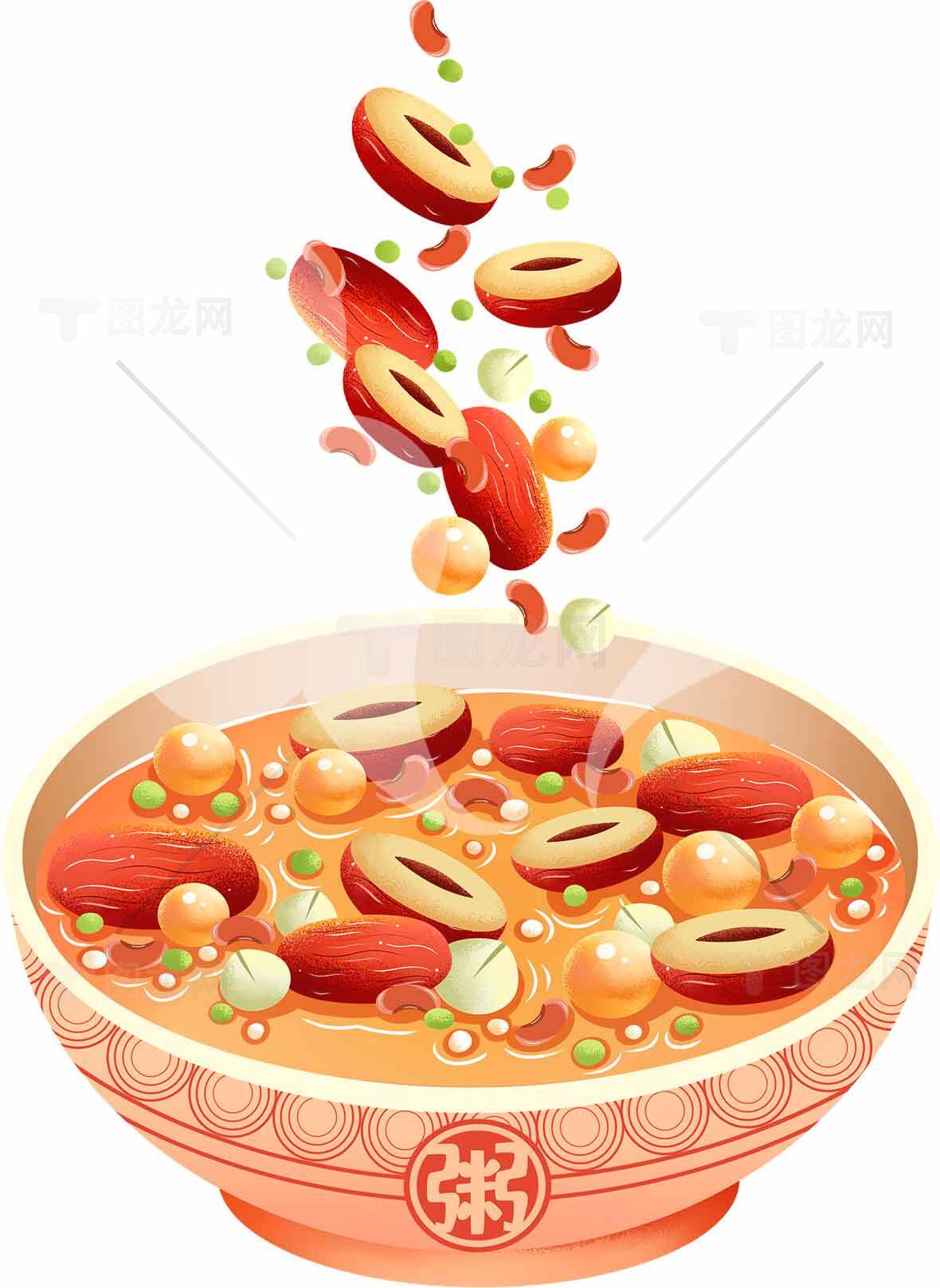 传统红枣养生汤插画图片素材