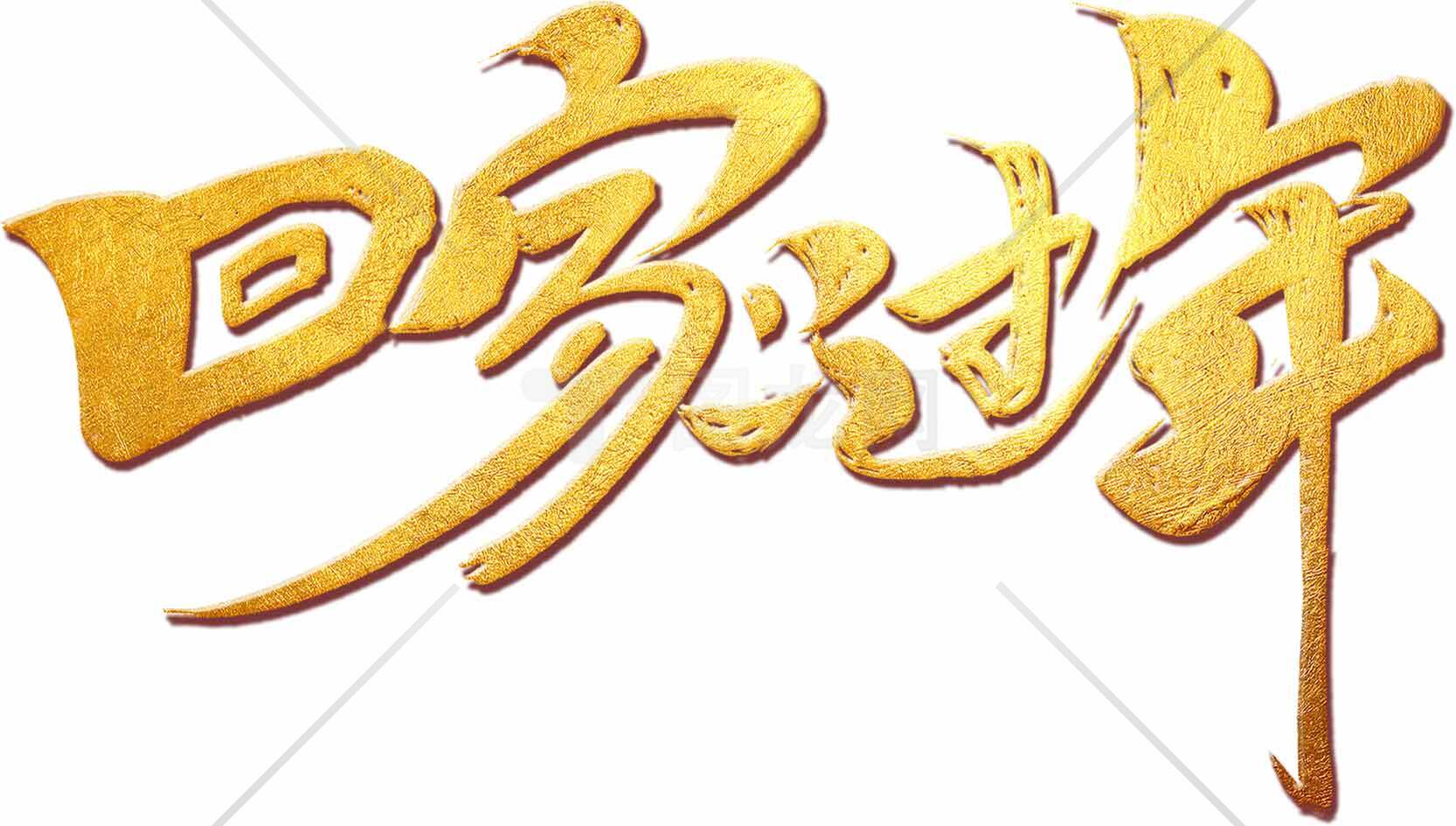 回家过年金色艺术字图片素材